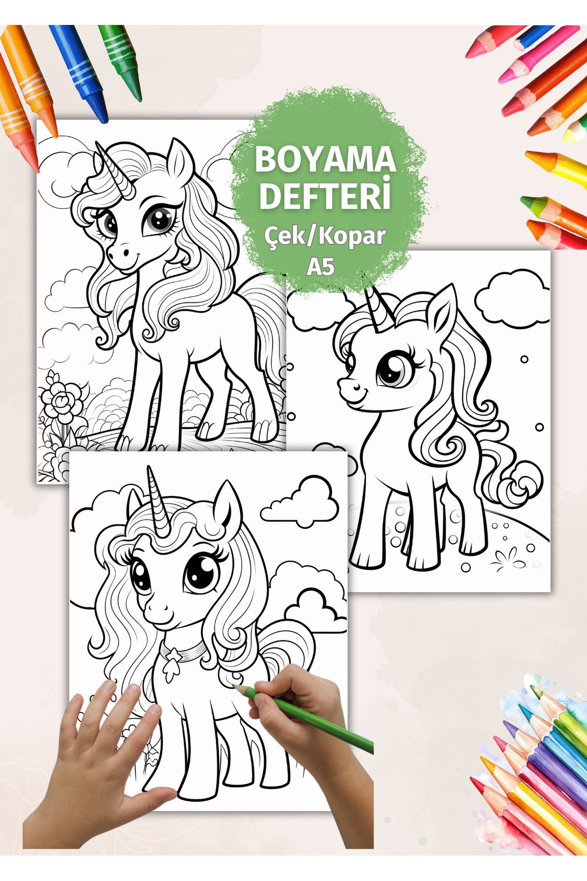 VORACRAFT Unicorn Çek/Kopar Boyama Kitabı Set BY0002
