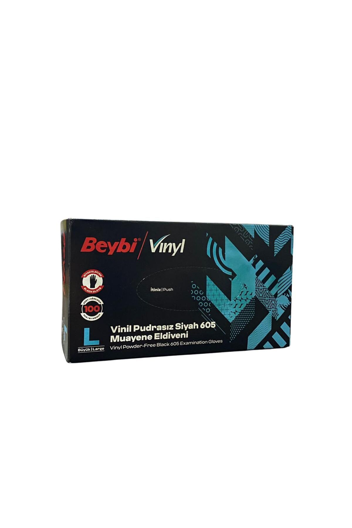 Beybi Vinil Pudrasız Siyah Muayene Eldiveni L