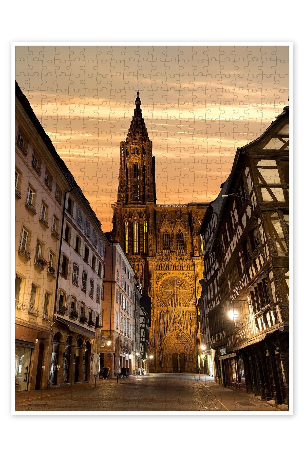Jeronkarji Strazburg'daki Notre Dame 500 Parça Puzzle Yapboz Şehir Manzara Temalı Hobilik