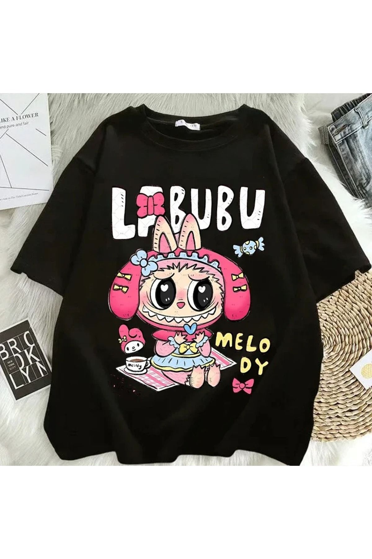 JANSO GROUP -KADIN LABOBO 2025 BASKILI TSHIRT OVERSİZE PAMUKLU