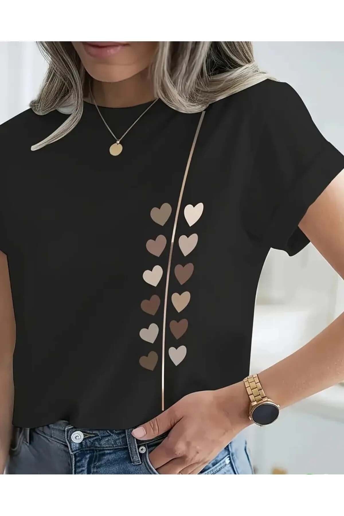 Trend Sizde Unisex Kalp Yolu Özel Tasarım Ön Baskılı Tasarım Tshirt