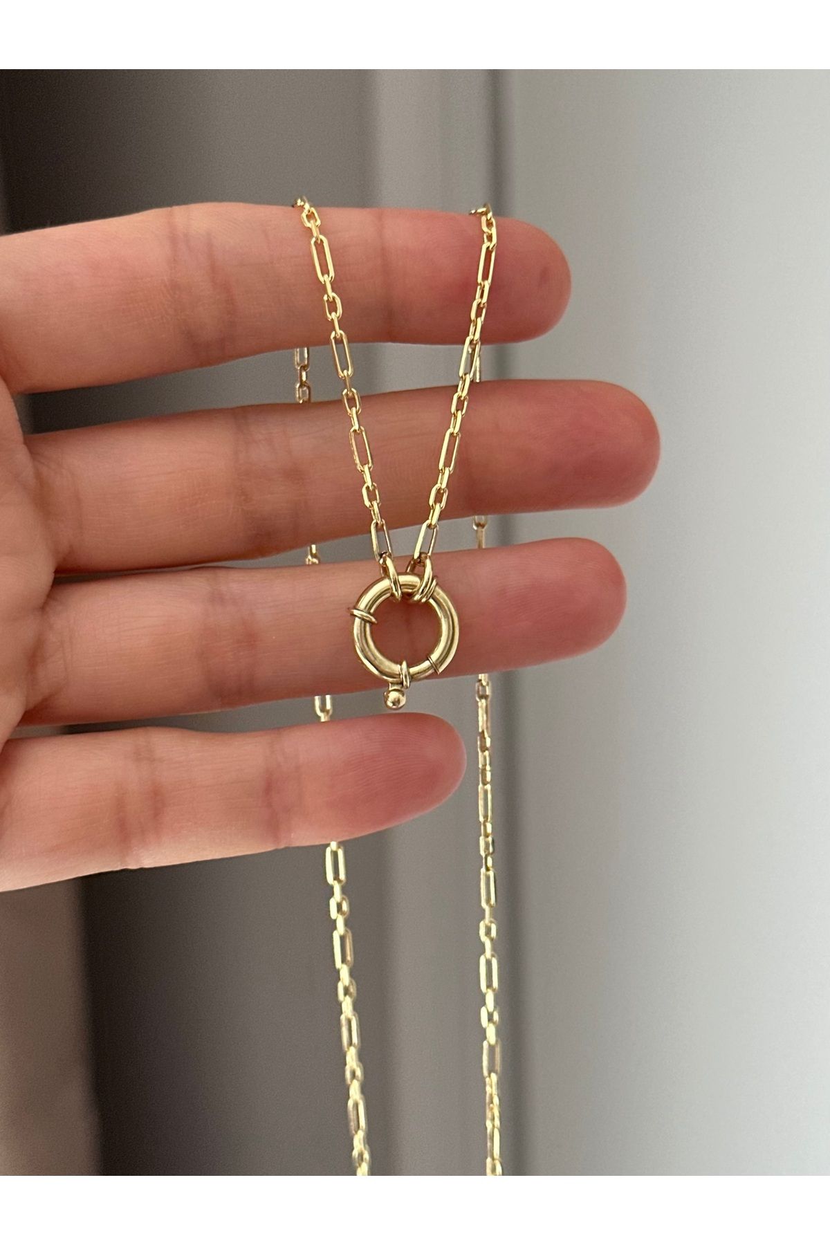 emy by emel luxury silver jewelry Altın Kaplama Gemici Kilitli Kolye 925 Ayar Gümüş
