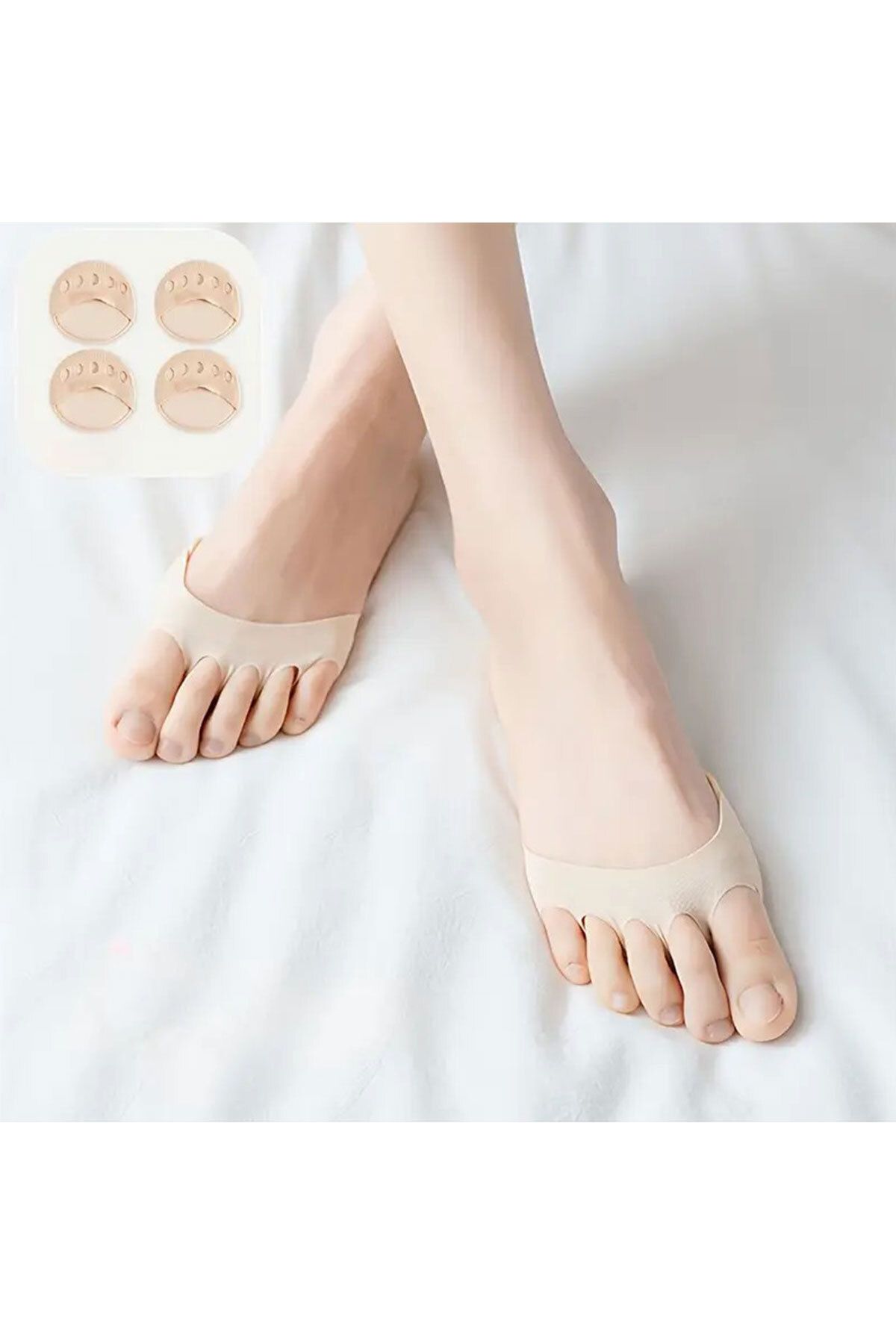 isometric 1 Çift 2 Adet 9 CM Ağrı Önleyici Pamuklu Kumaş Ayak Parmak Altı Destek Pedi Krem