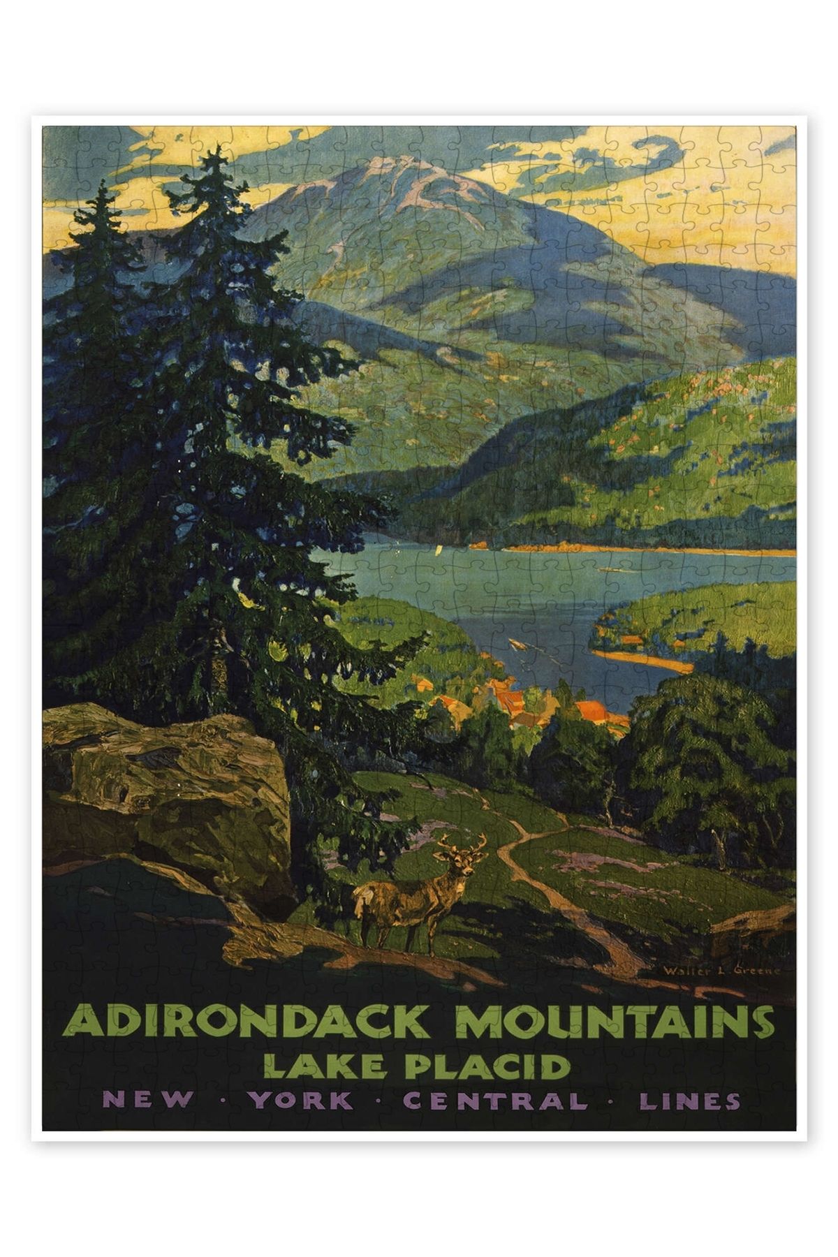 Jeronkarji Adirondack Dağları, Lake Placid 500 Parça Puzzle Yapboz Şehir Manzara Temalı Hobilik
