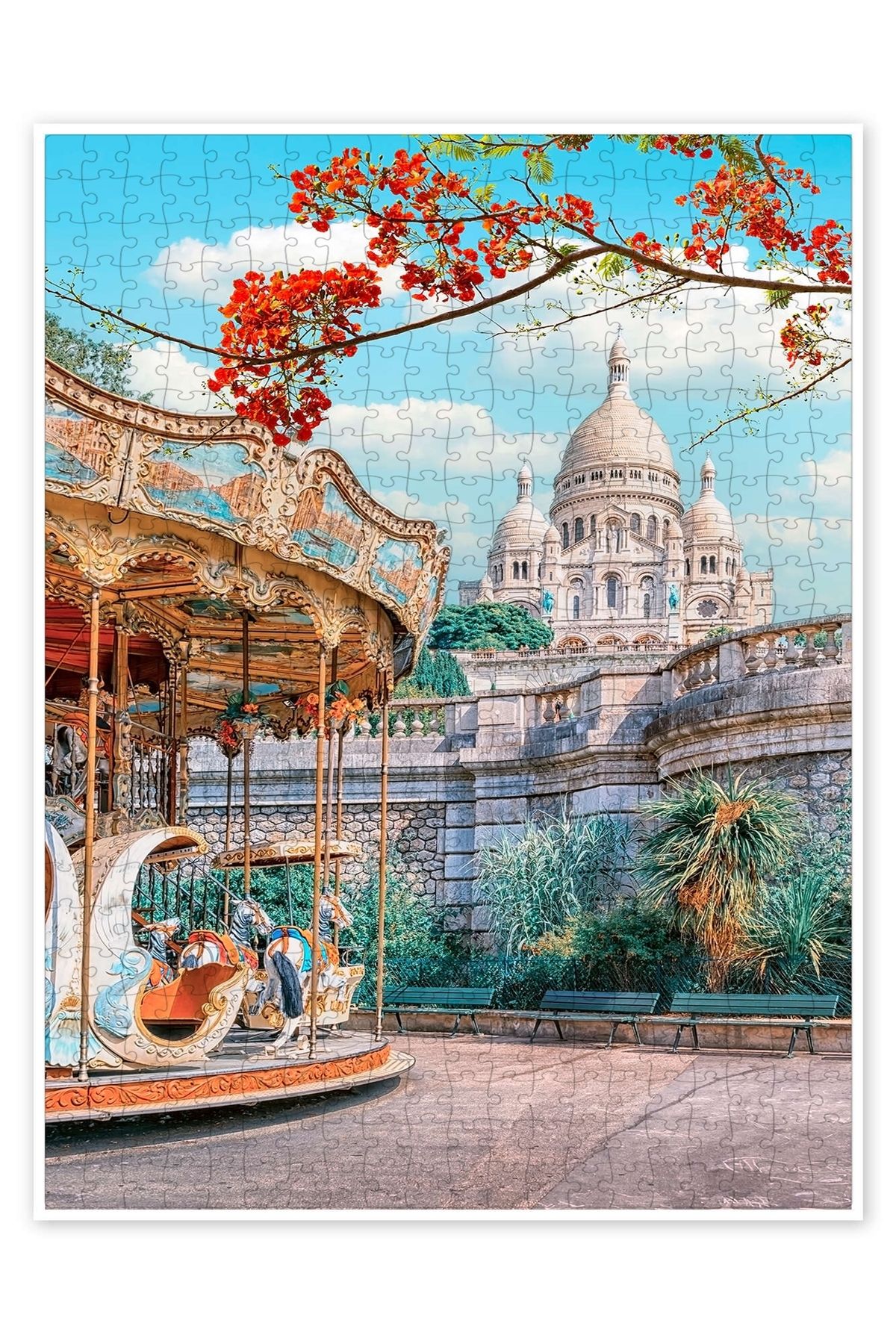 Jeronkarji Montmartre'da Atlıkarınca 500 Parça Puzzle Yapboz Şehir Manzara Temalı Hobilik
