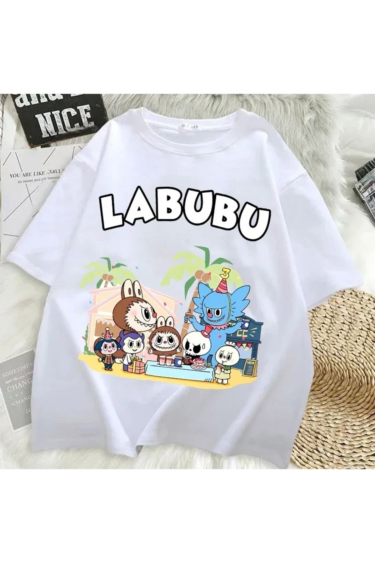 JANSO GROUP -KADIN LABOBO02 2025 BASKILI TSHIRT OVERSİZE PAMUKLU