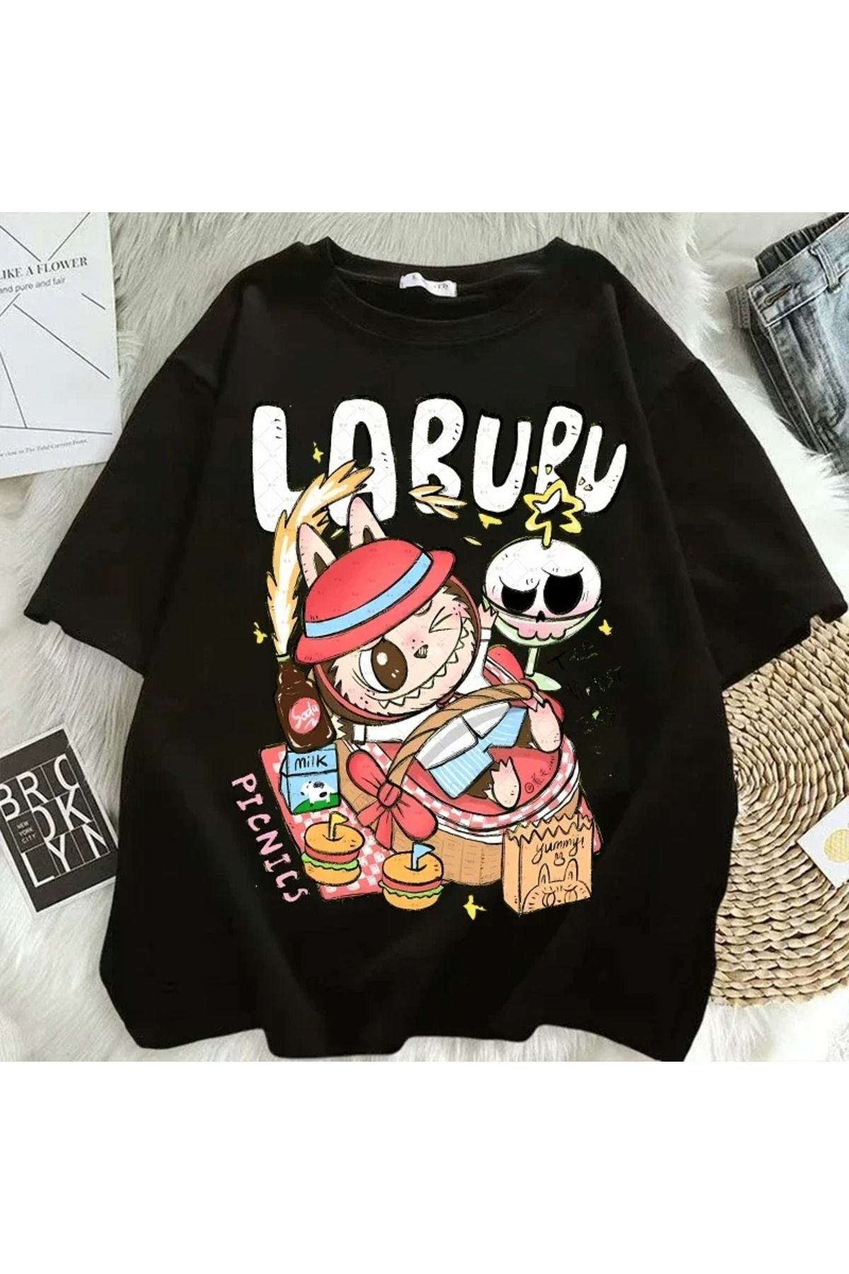 JANSO GROUP -KADIN LABOBO 2025 BASKILI TSHIRT OVERSİZE PAMUKLU