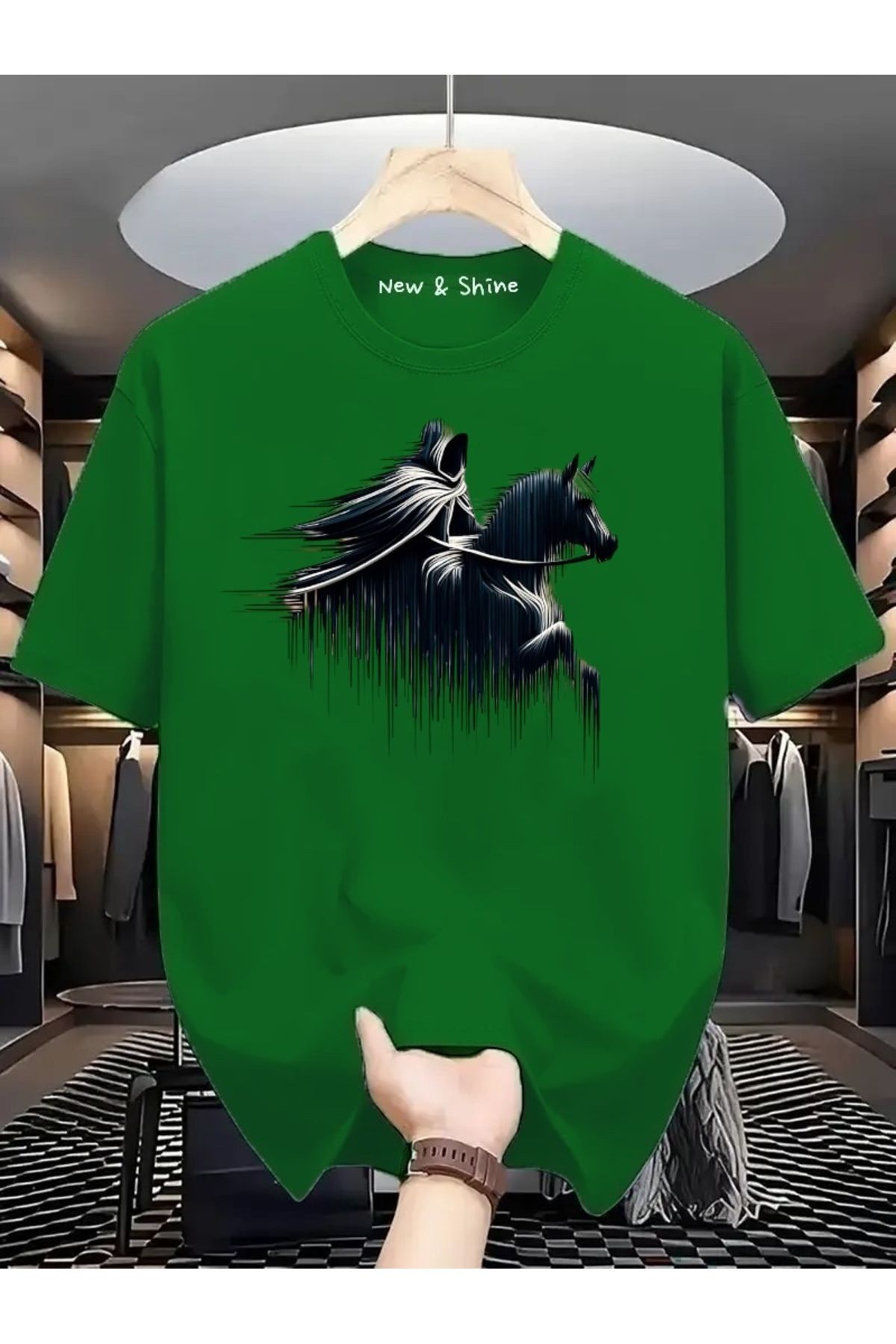 New Shine Şovalye Baskılı Oversize T-Shirt
