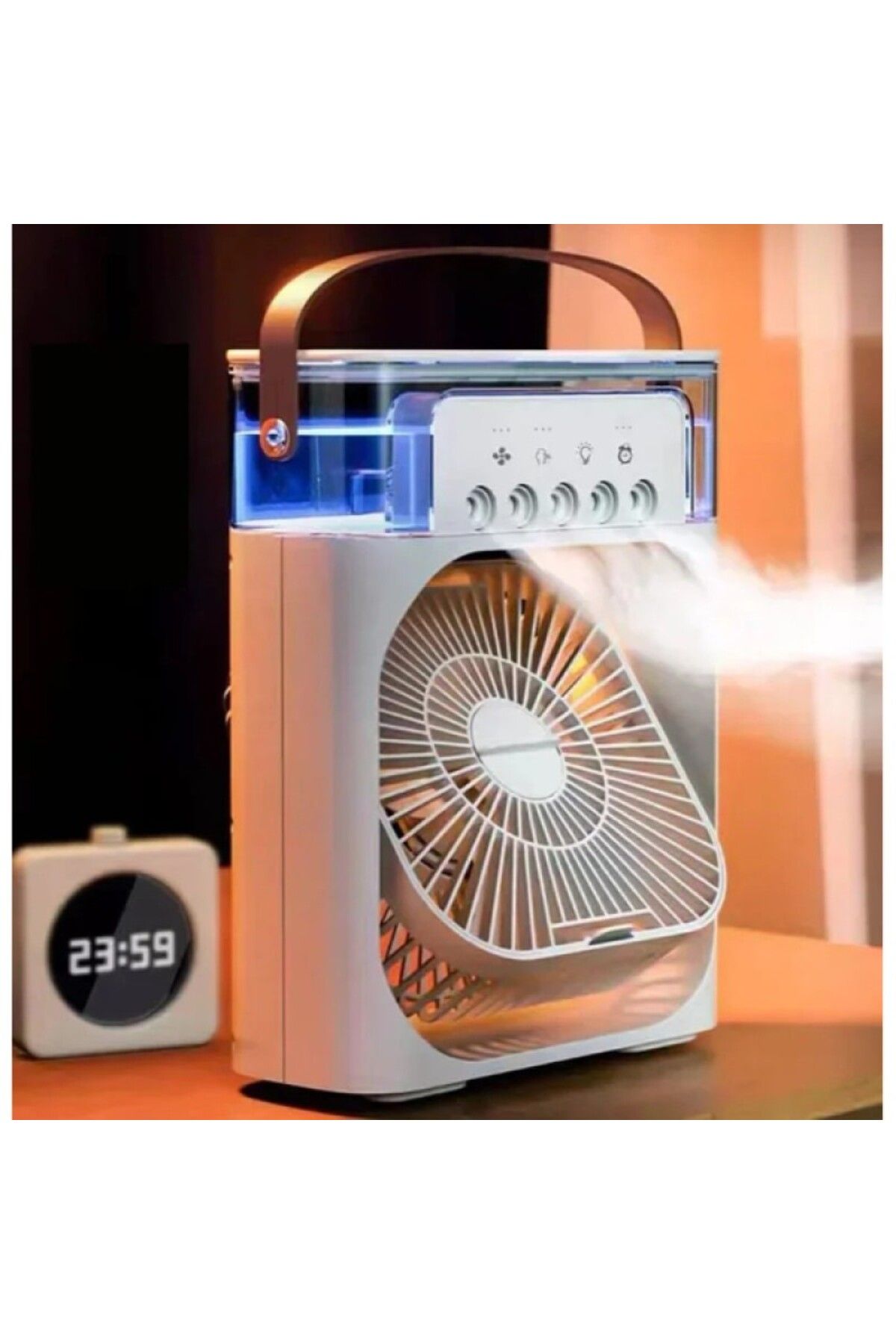 elsmor Su Hazneli Şarjlı Masa Vantilatörü Serinletici ve Nemlendirici Özellikli 600 ml Su Hazneli 21x26 cm