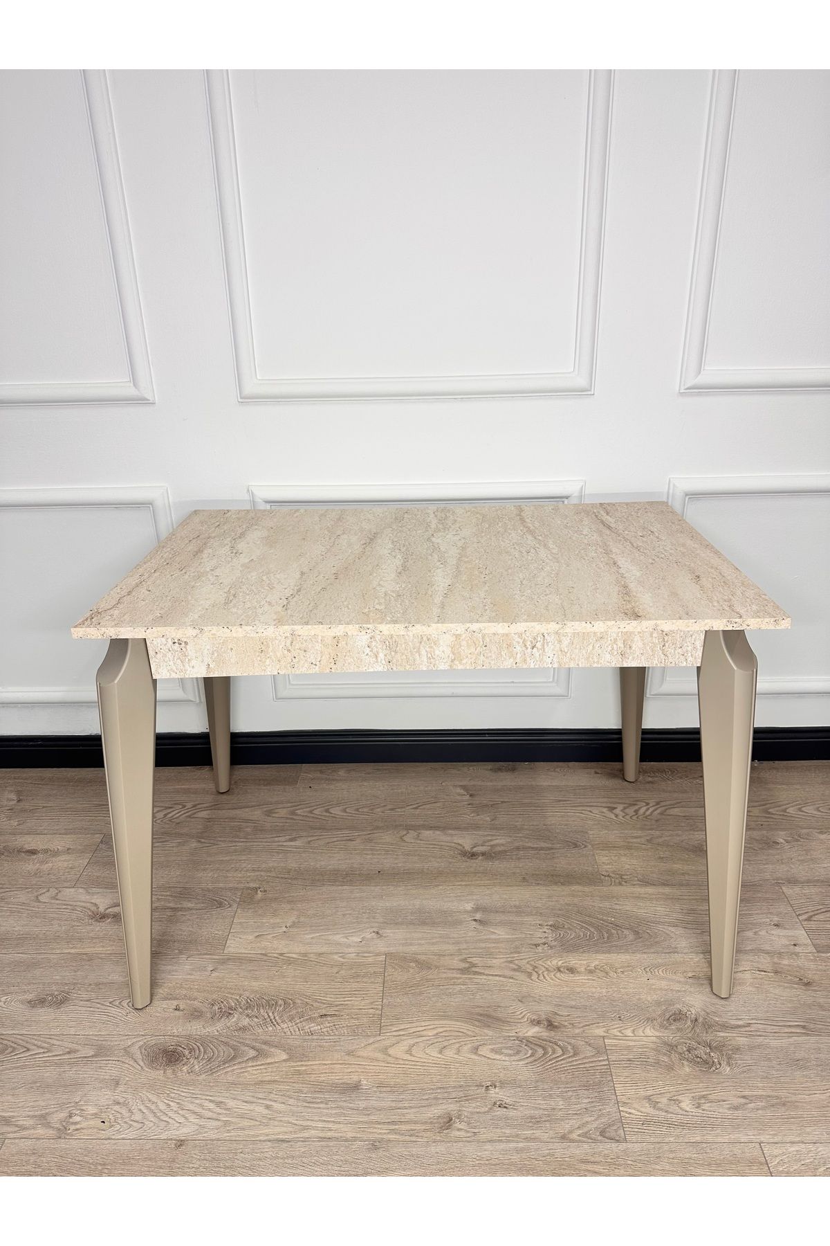 ECCES BB Mutfak Masası MDF Sabit 70X110 Yemek Masası Mermer Desen Traverten MDF Çalışma Masası Balkon Masası