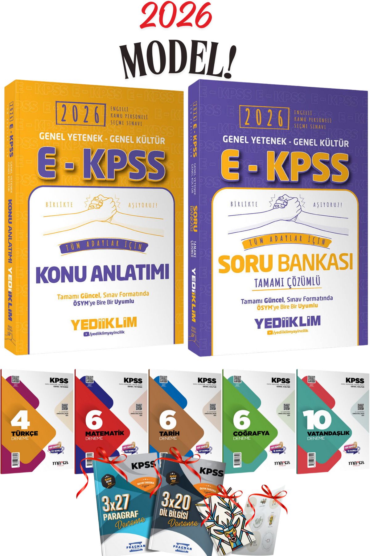 Yediiklim Yayınları 2026 E-KPSS Yediiklim Tüm Dersler Konu Anlatımı ve Soru Bankası Seti + 5 Branş Deneme Seti Hediyeli