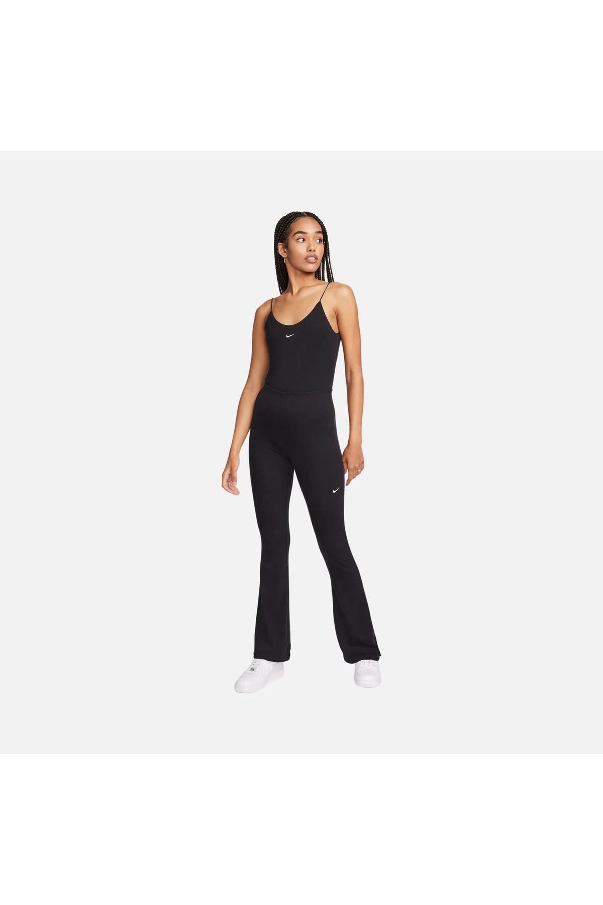 Nike Sportswear Chill Knit Mini-Rib Flared Kadın bol paça siyah Tayt fq2113-010
