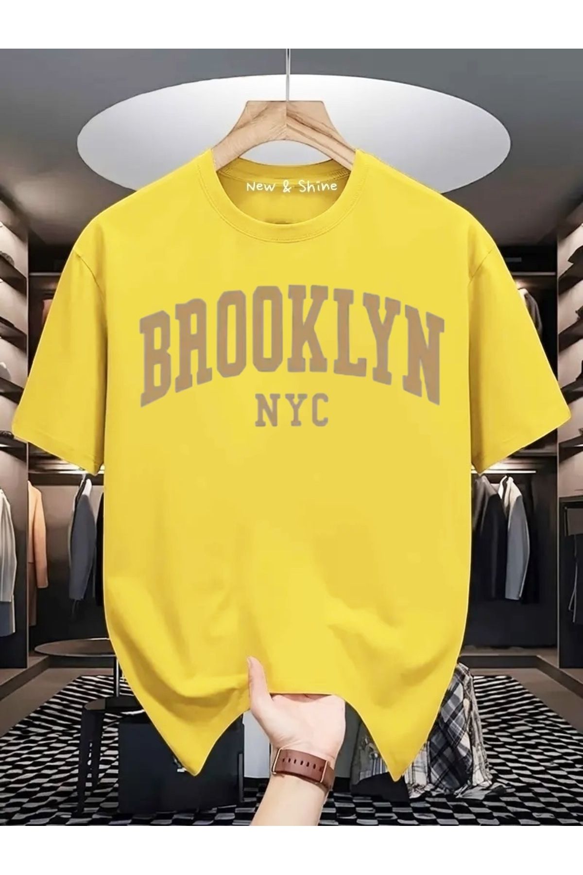 New Shine Brooklyn New York Baskılı Oversize T-Shirt