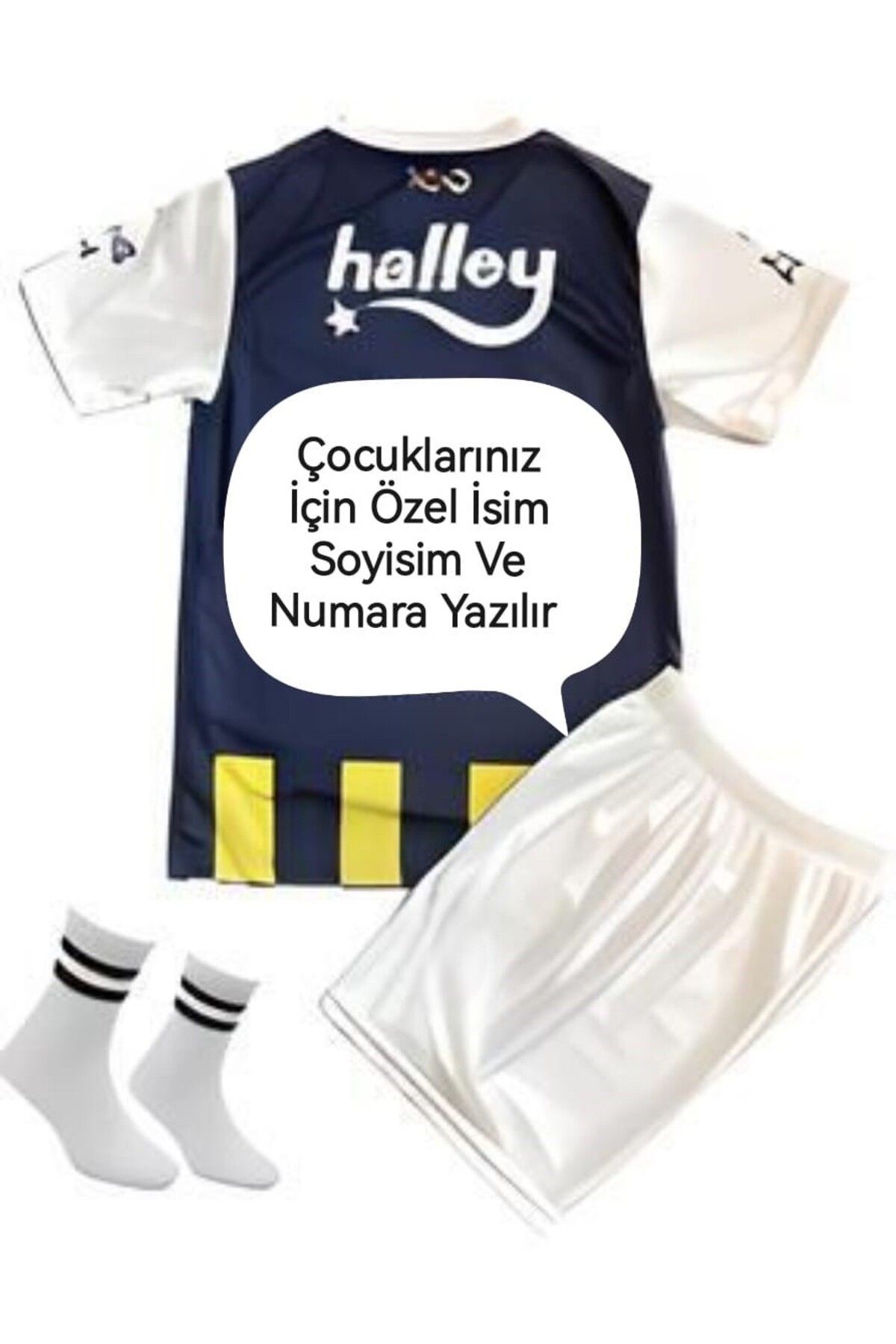 Marka Extra FE'NERBAHÇE. 2023 .2024 YENİ SEZON FUTBOL FORMASI ÇUBUKLU ÇOCUK 4.LÜ SET ÖZEL İSİM NUMARA