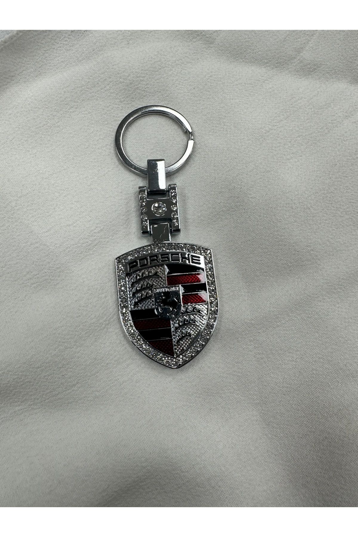 ÇELİKSİLVERTAKI Porsche Taşlı Premium Anahtarlık