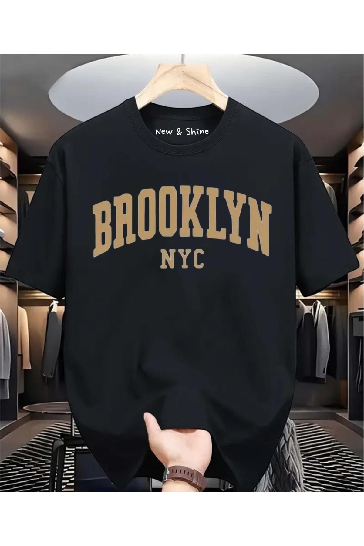 New Shine Brooklyn New York Baskılı Oversize T-Shirt