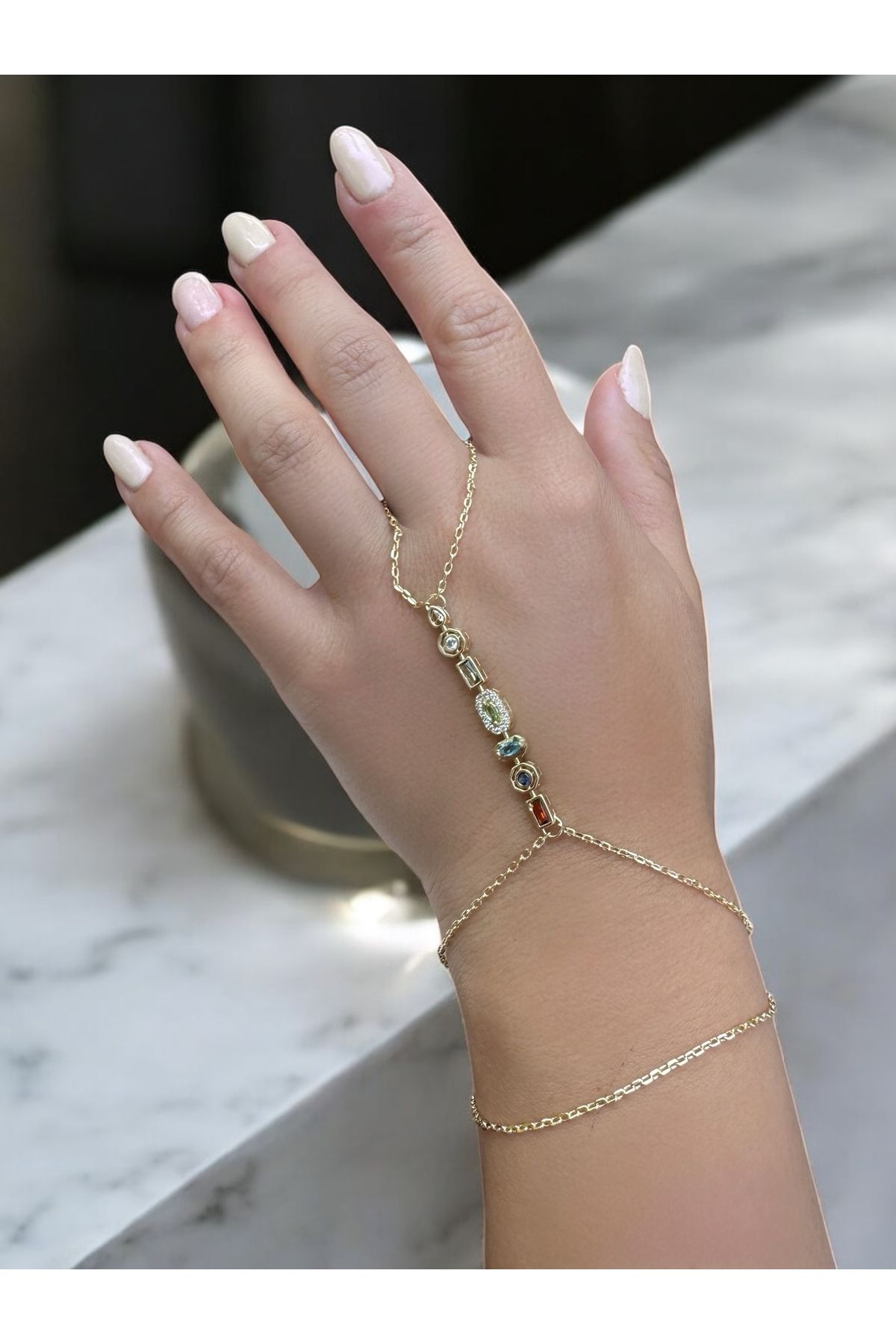 Gilia Jewelry 7 Element Renkli Taşlı Altın Kaplama Şahmeran