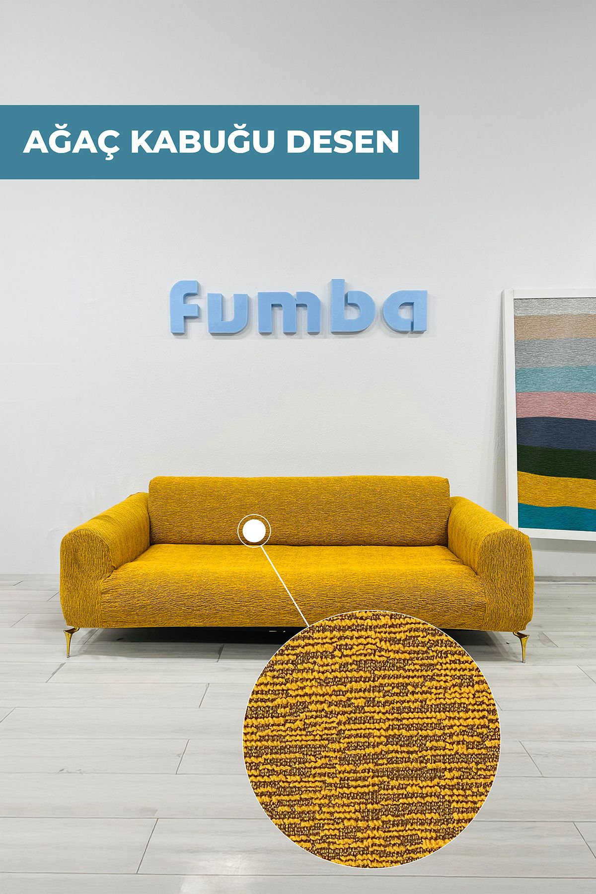 FUMBA HOME Üçlü Koltuk Jakarlı Lastikli Kanepe Örtüsü Lastikli Koltuk Örtüsü Chester Koltuk Kılıfı