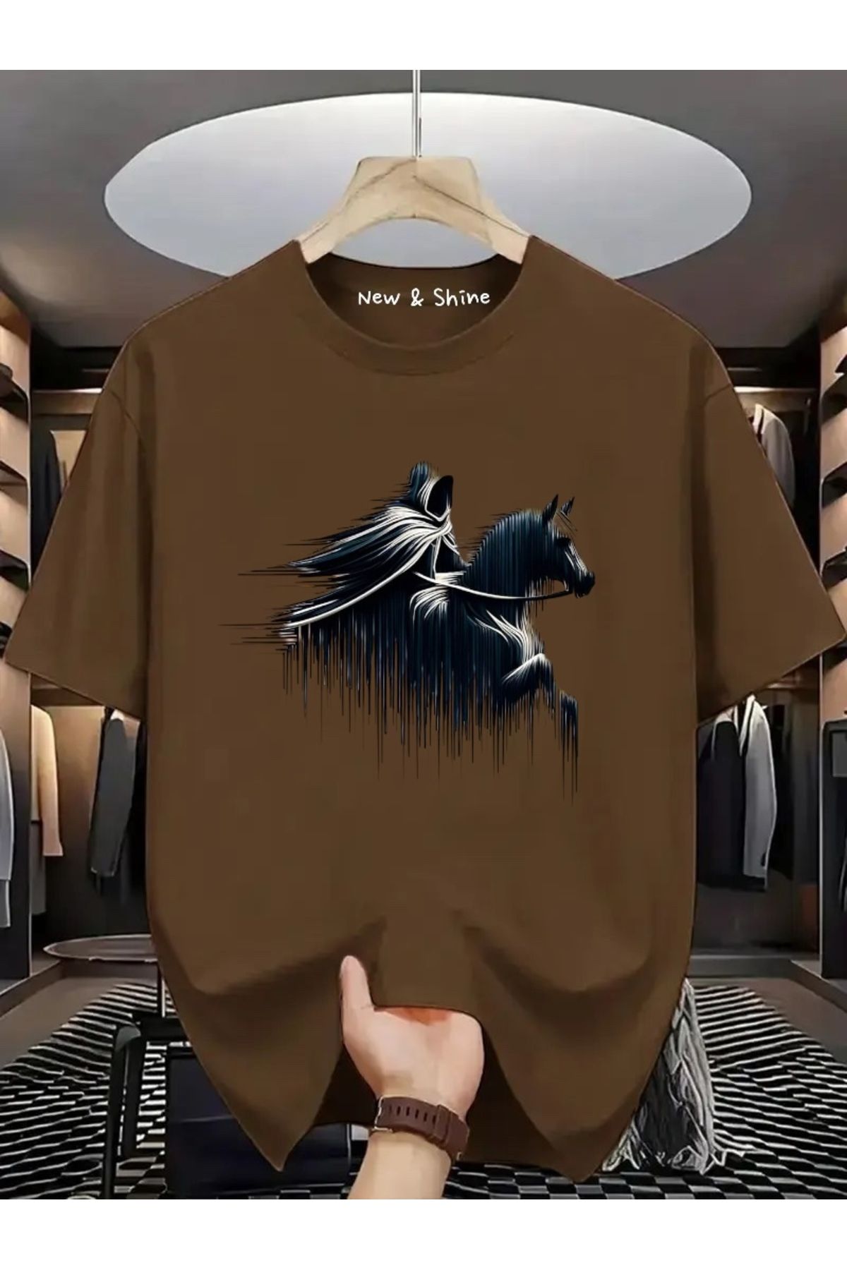 New Shine Şovalye Baskılı Oversize T-Shirt