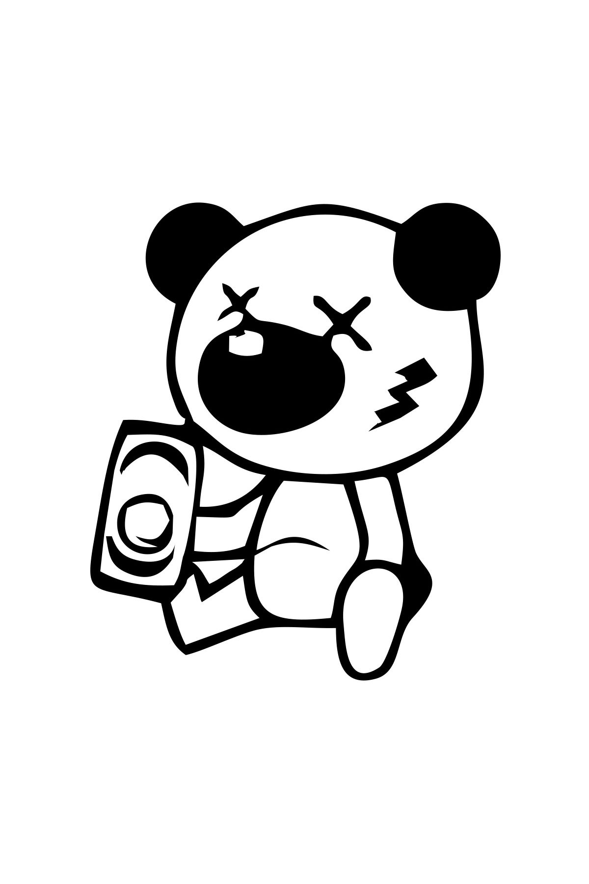 Reysa Tasarım Sarhoş Panda Sticker 17x17 Cm Siyah