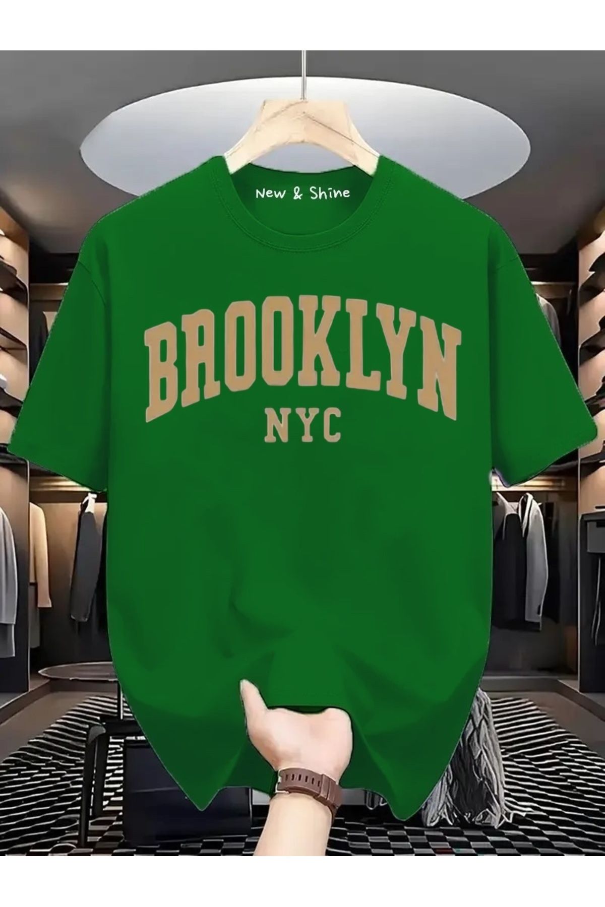 New Shine Brooklyn New York Baskılı Oversize T-Shirt