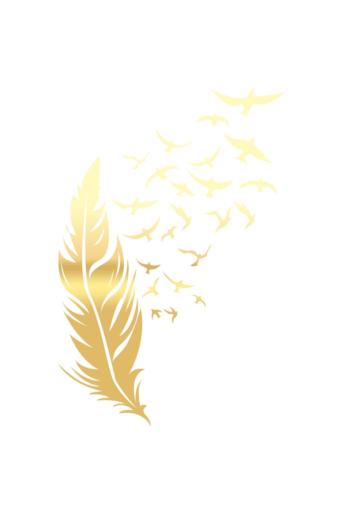 Reysa Tasarım Tüyden Uçan Kuşlar Sticker 17x17 Cm Gold