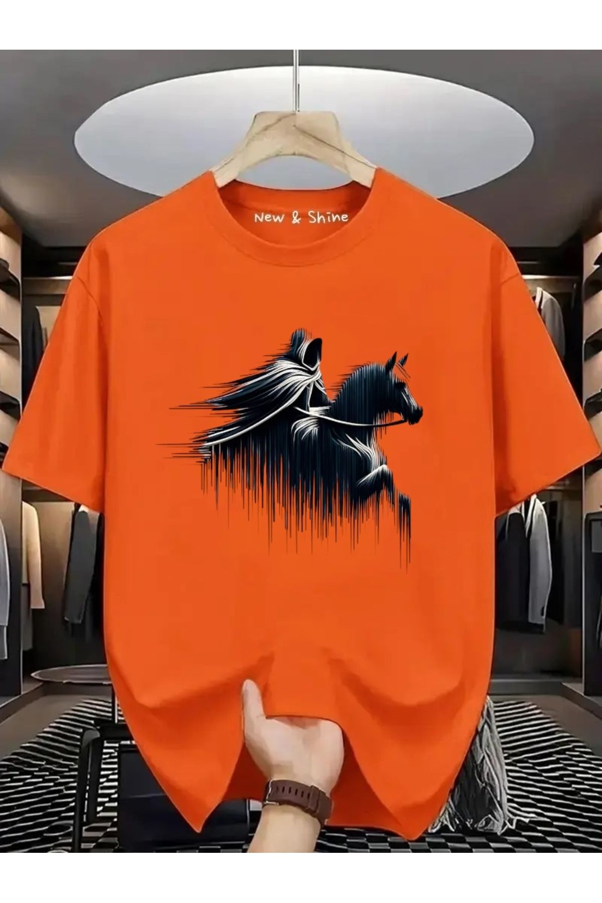 New Shine Şovalye Baskılı Oversize T-Shirt
