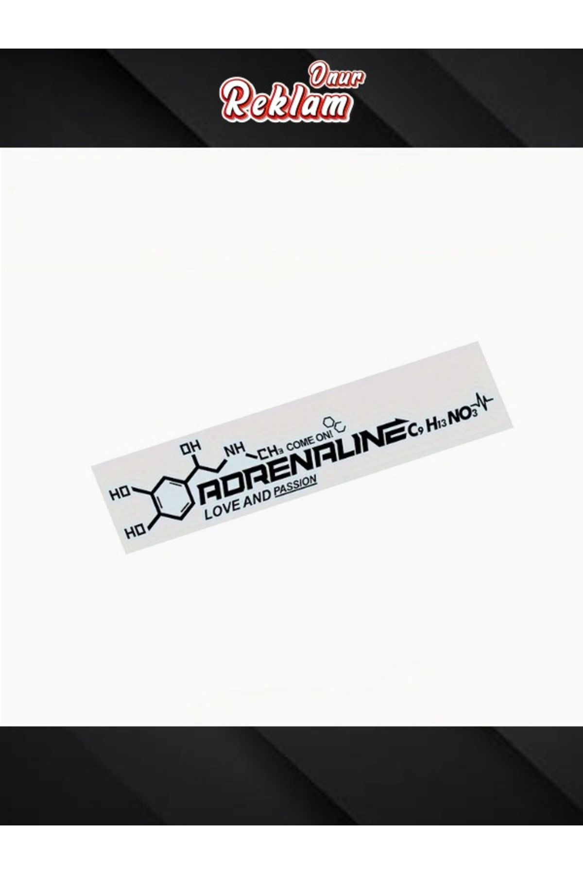 onurreklamonline Adrenaline Yazılı Sticker – Siyah – 20x7.8 cm – Araç & Motosiklet Uyumlu – Suya Dayanıklı Vinil