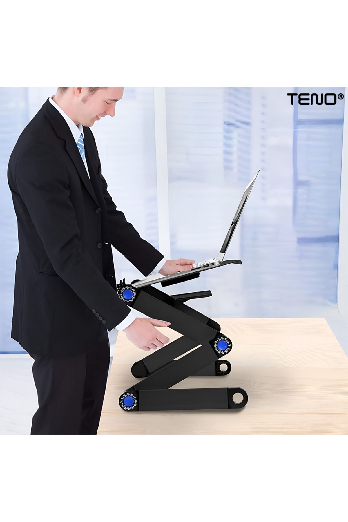 Teno-Masuta pentru Laptop 2 in 1 Teno®, reglabila pe inaltime, multifunctionala, 42 x 26 cm, negru 5