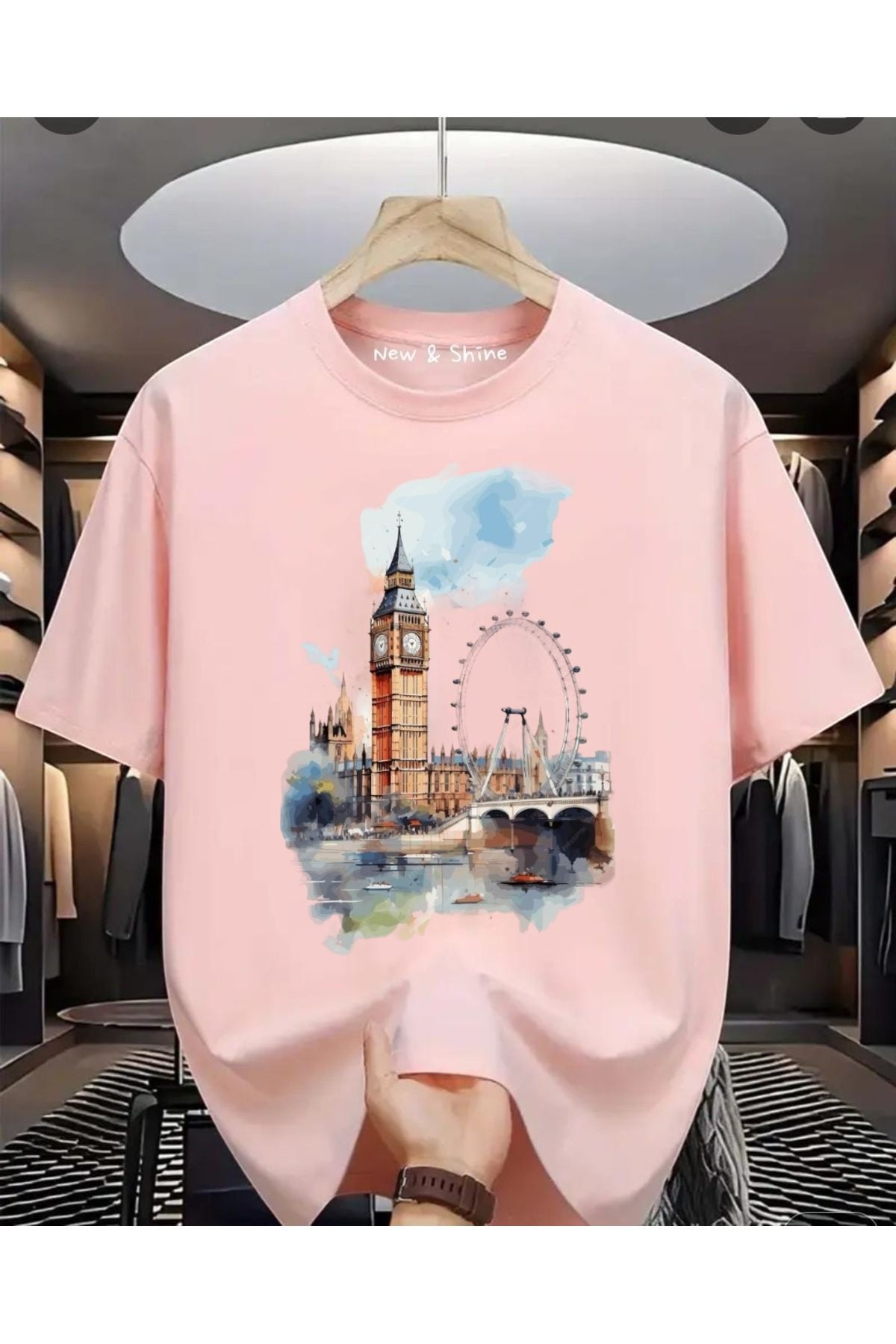 New Shine Manzara London Baskılı Oversize T-Shirt
