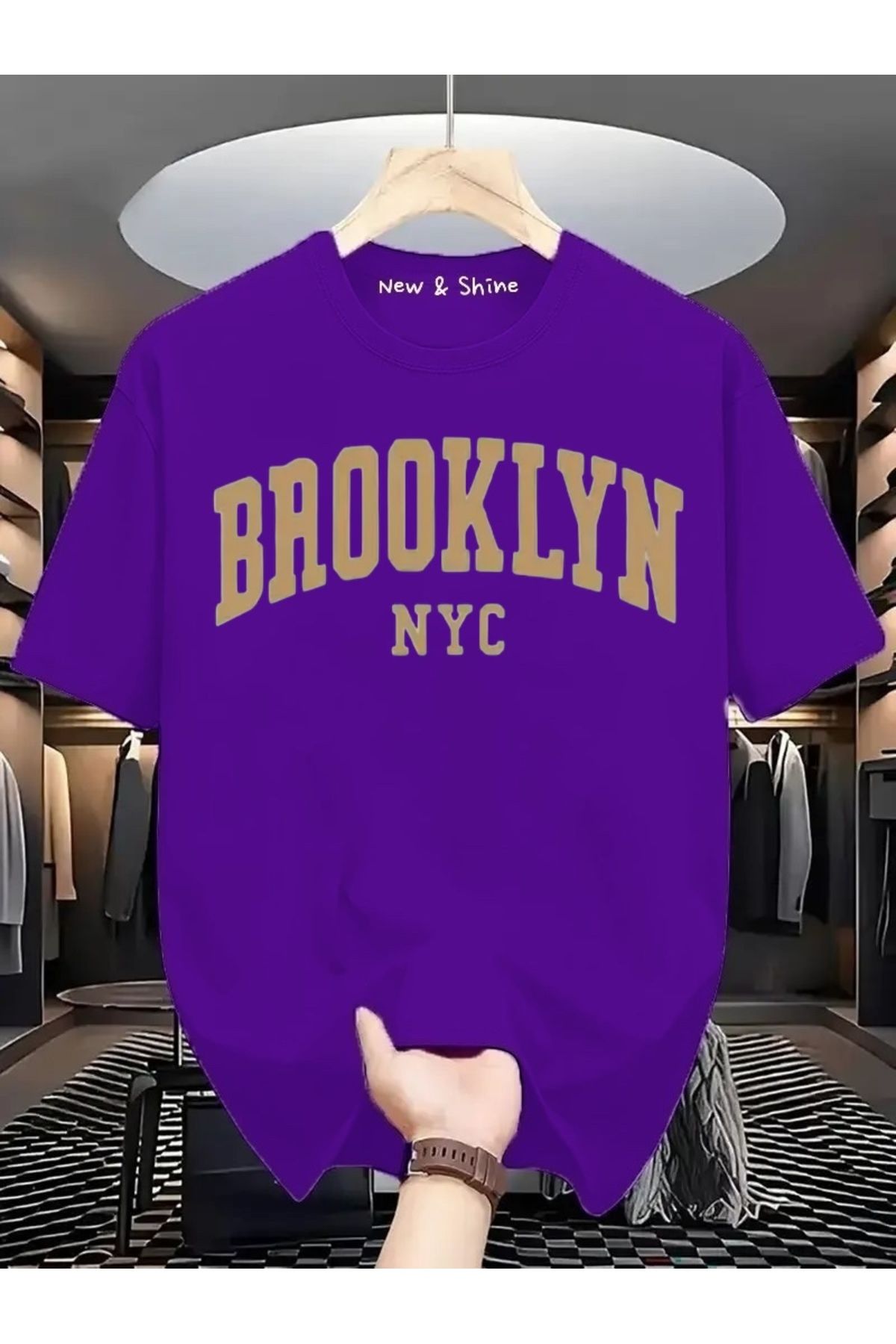 New Shine Brooklyn New York Baskılı Oversize T-Shirt
