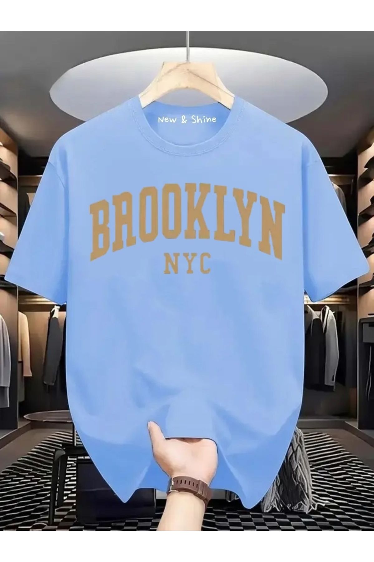 New Shine Brooklyn New York Baskılı Oversize T-Shirt