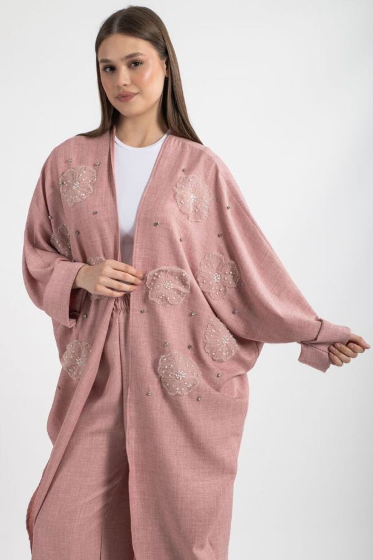 SHİROSA 3 boyutlu çiçekli kimono