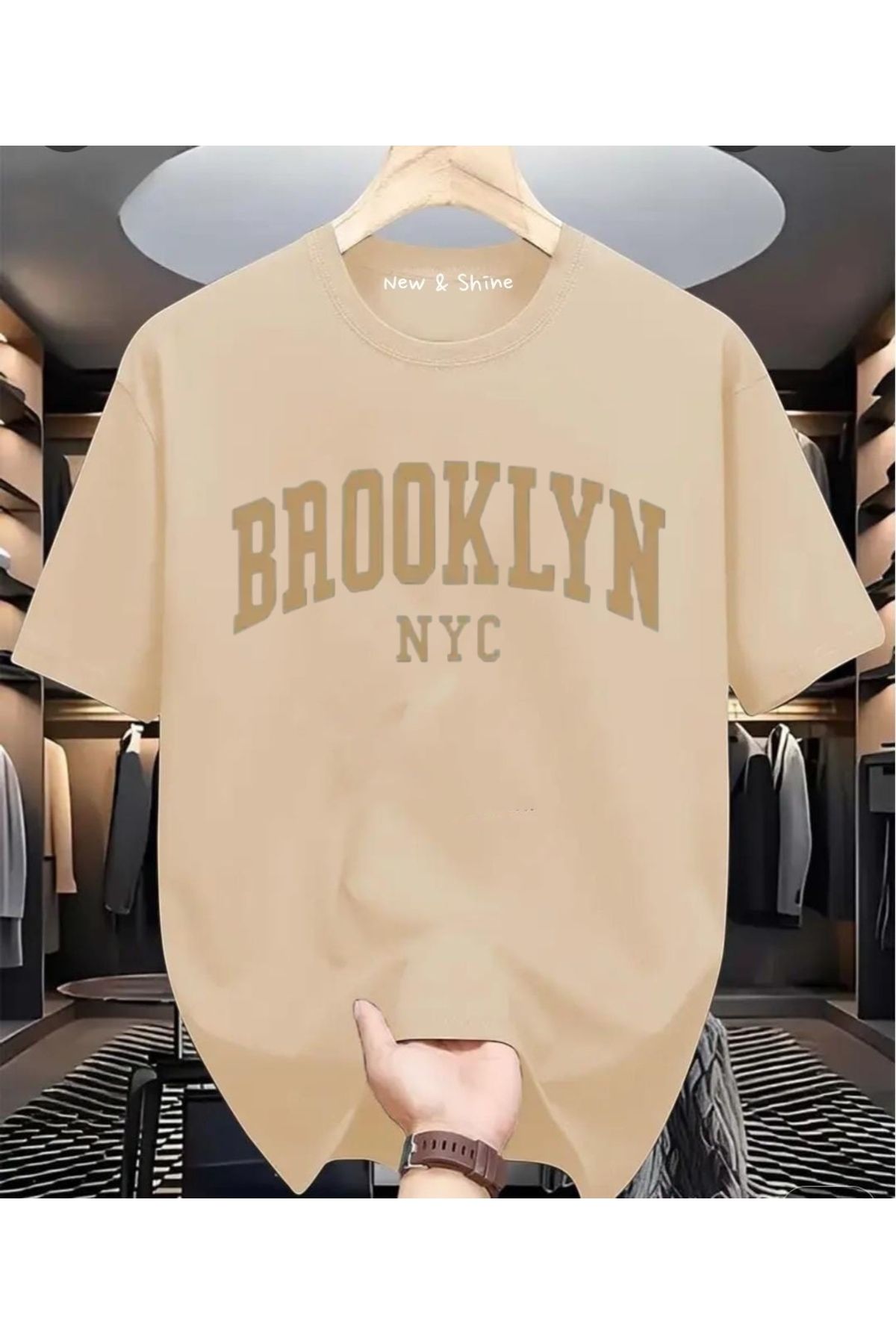 New Shine Brooklyn New York Baskılı Oversize T-Shirt