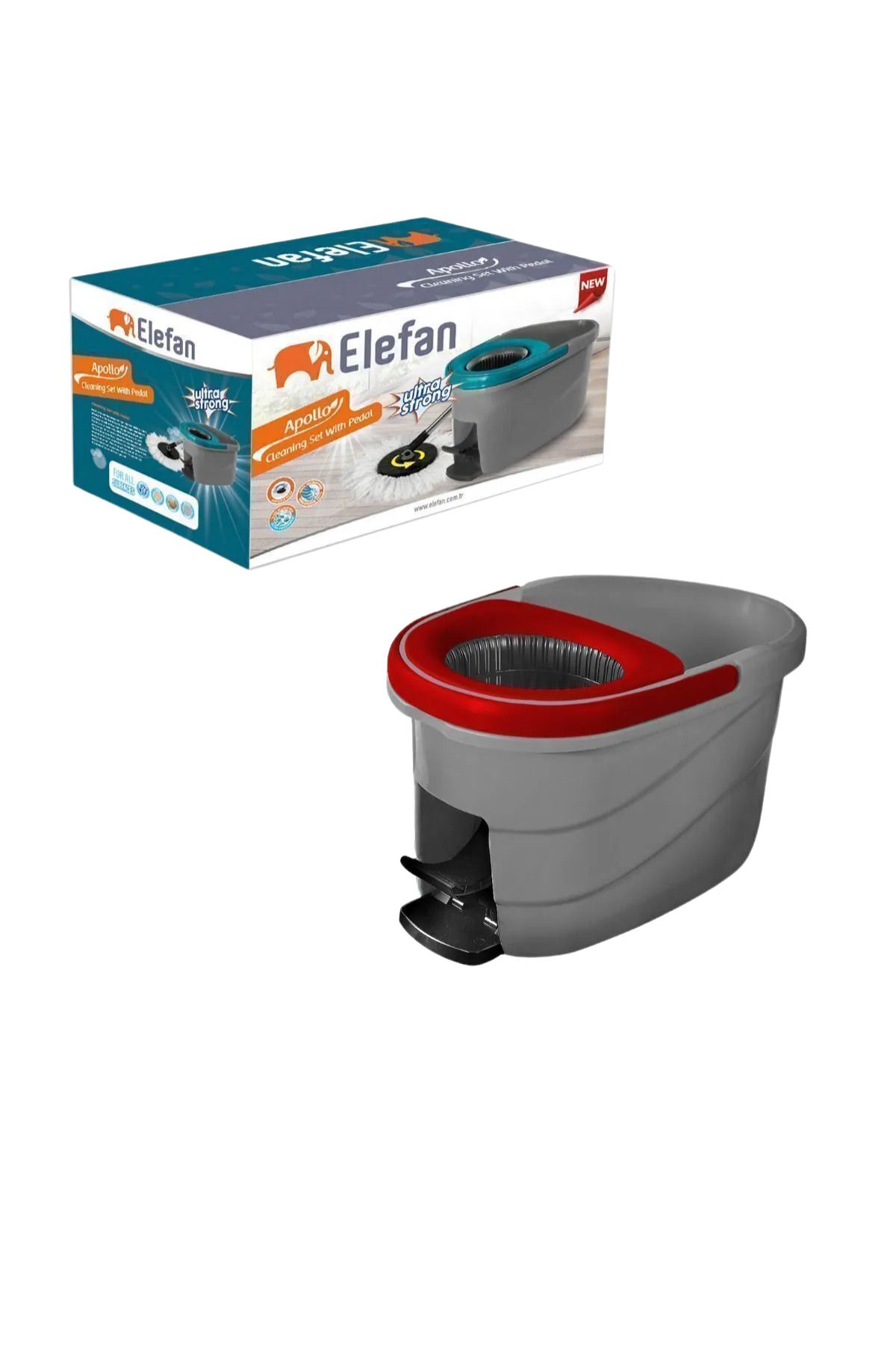 StarLoft ELEFAN 21 lt Pedallı Temizlik Mop Seti | 360° Döner Başlıklı Pratik ve Geniş Hazneli Paspas Mop Seti