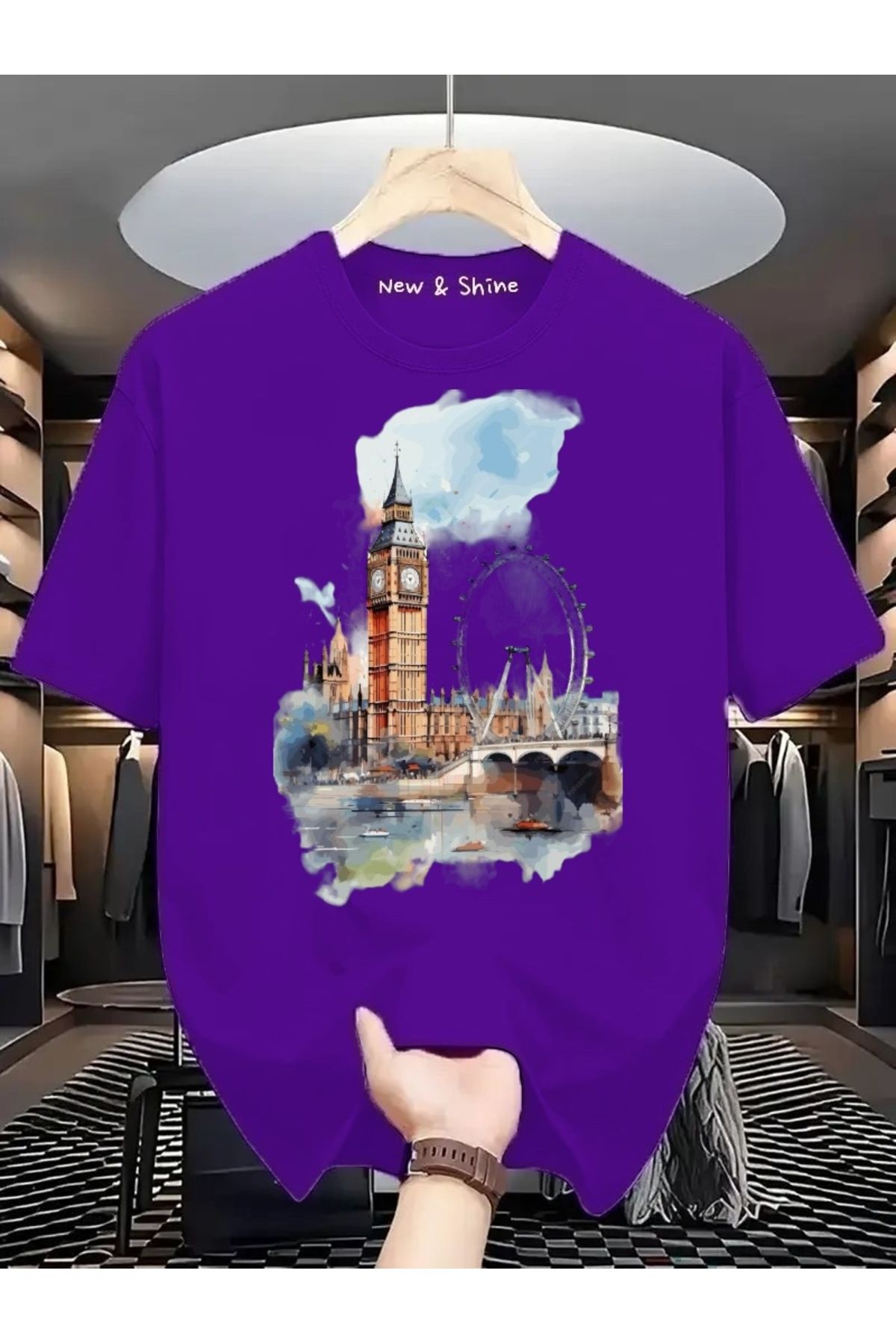 New Shine Manzara London Baskılı Oversize T-Shirt