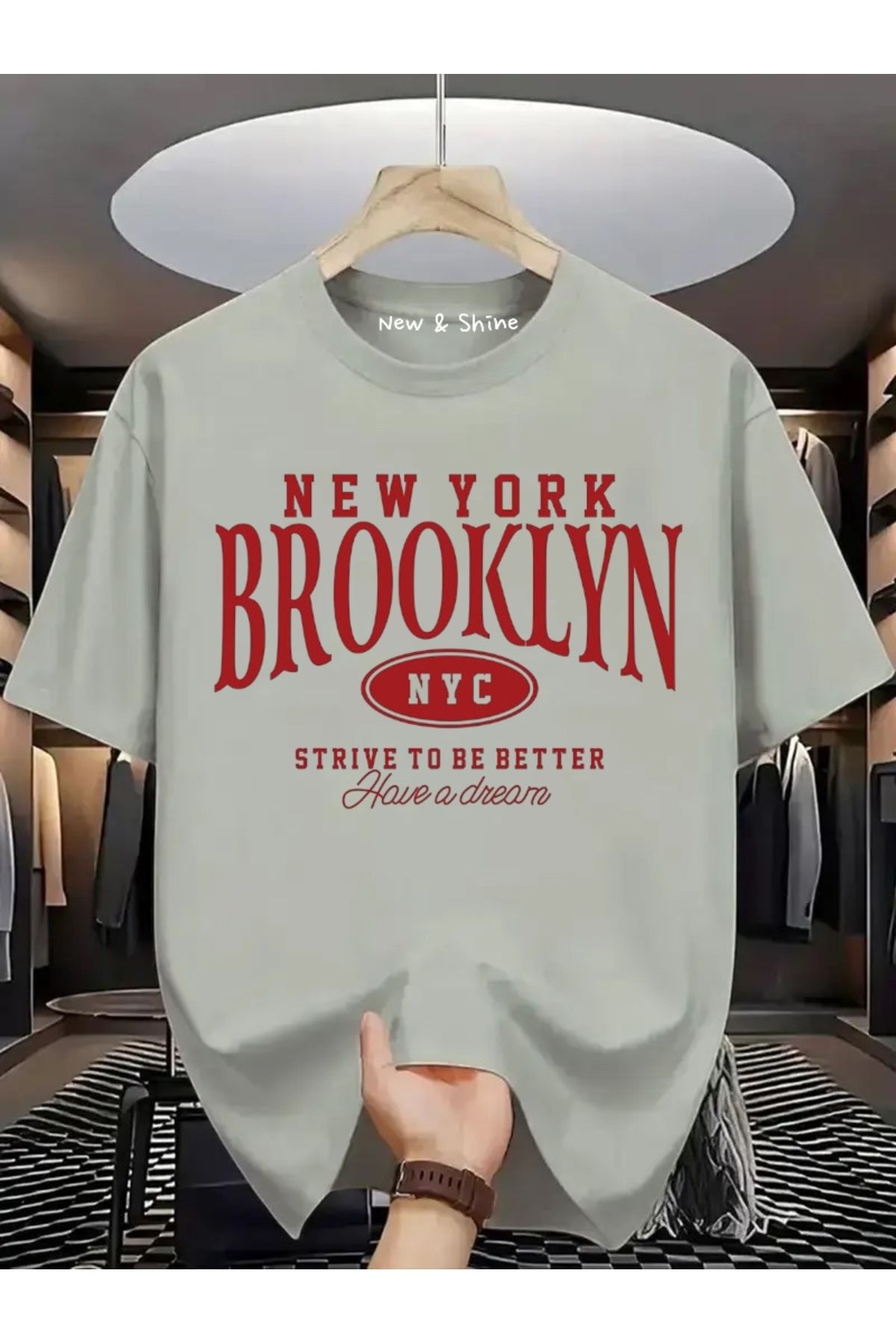 New Shine Brooklyn New York Baskılı Oversize T-Shirt