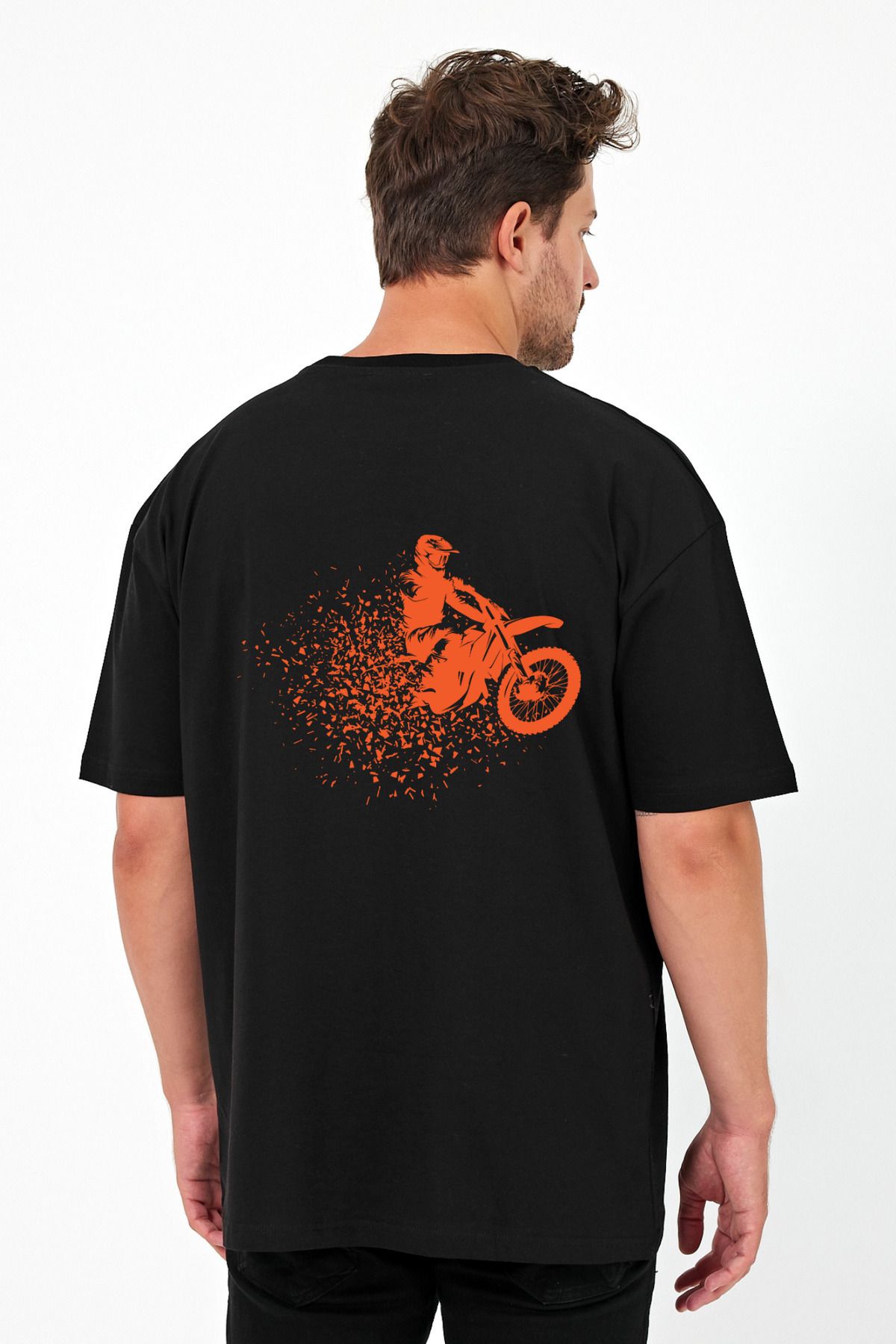 Windy Island Erkek Bisiklet Yaka Motor Sırt Baskılı Oversize T-shirt