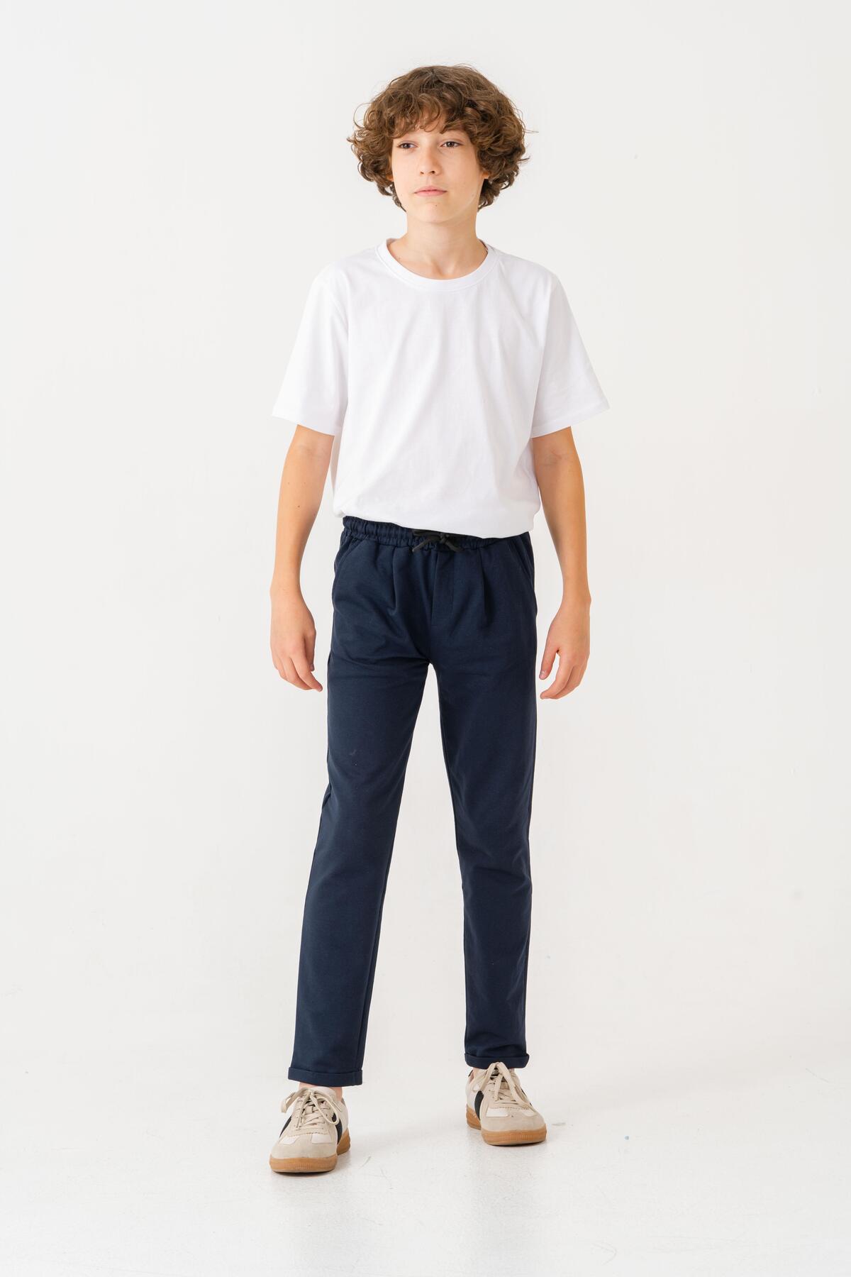 Boys' Double Leg Belt Buttoned Sweatpants
