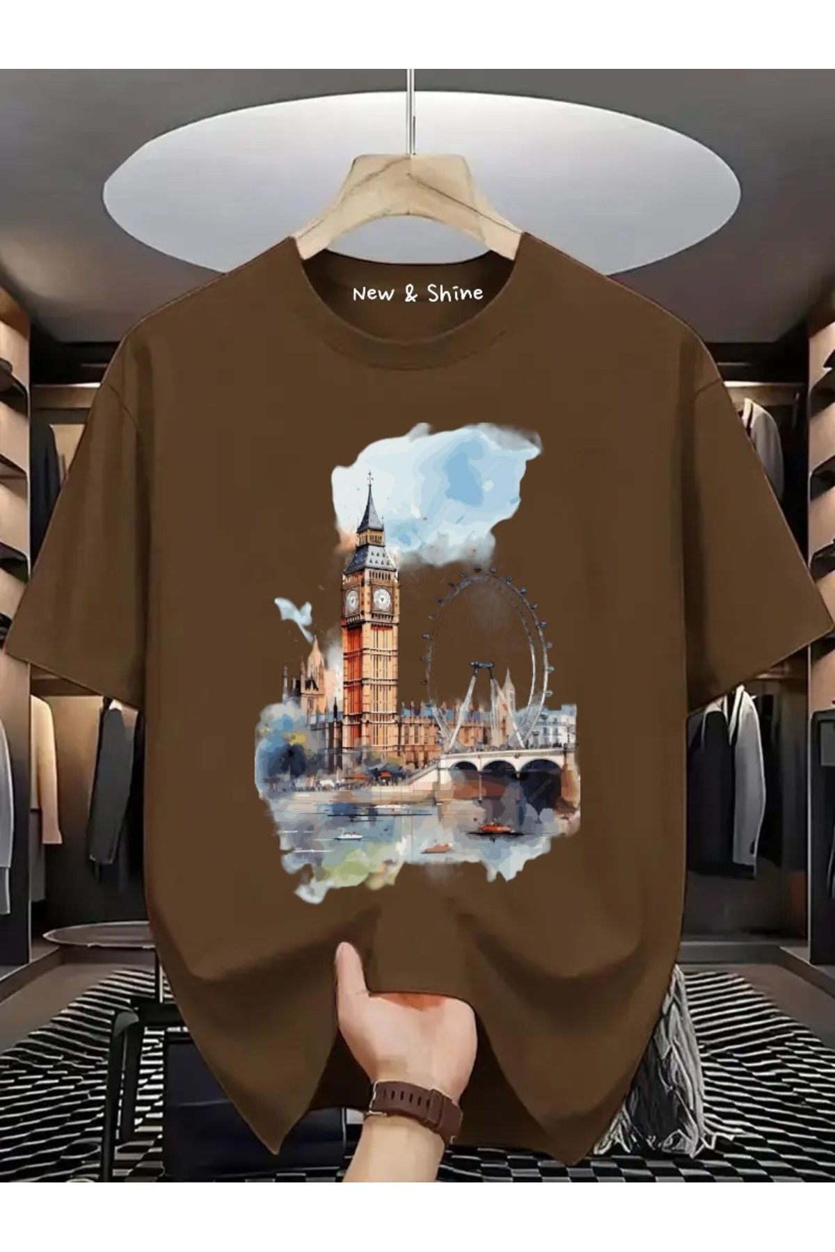 New Shine Manzara London Baskılı Oversize T-Shirt