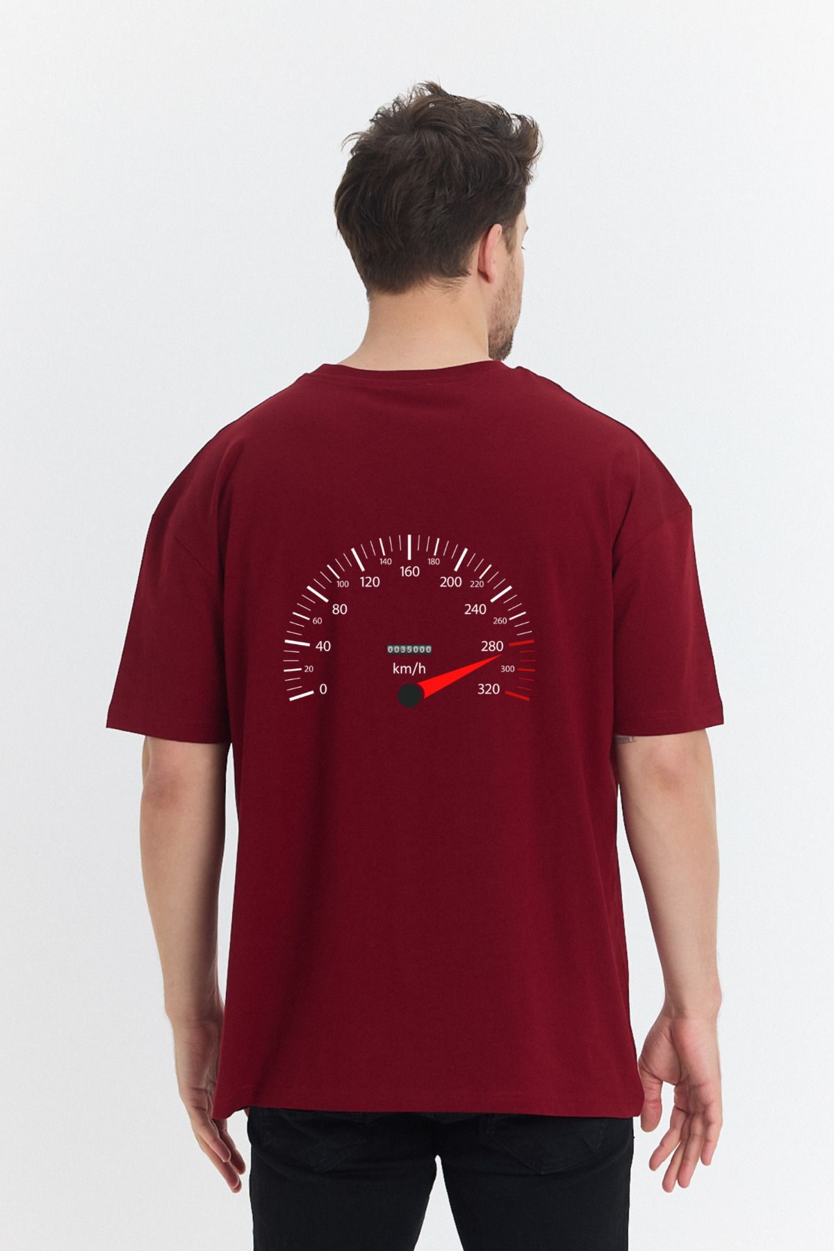 Windy Island Erkek Bisiklet Yaka Speed Limit Sırt Baskılı Oversize T-shirt