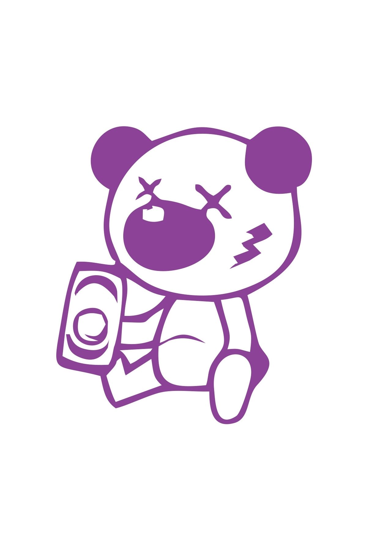 Reysa Tasarım Sarhoş Panda Sticker 17x17 Cm Mor
