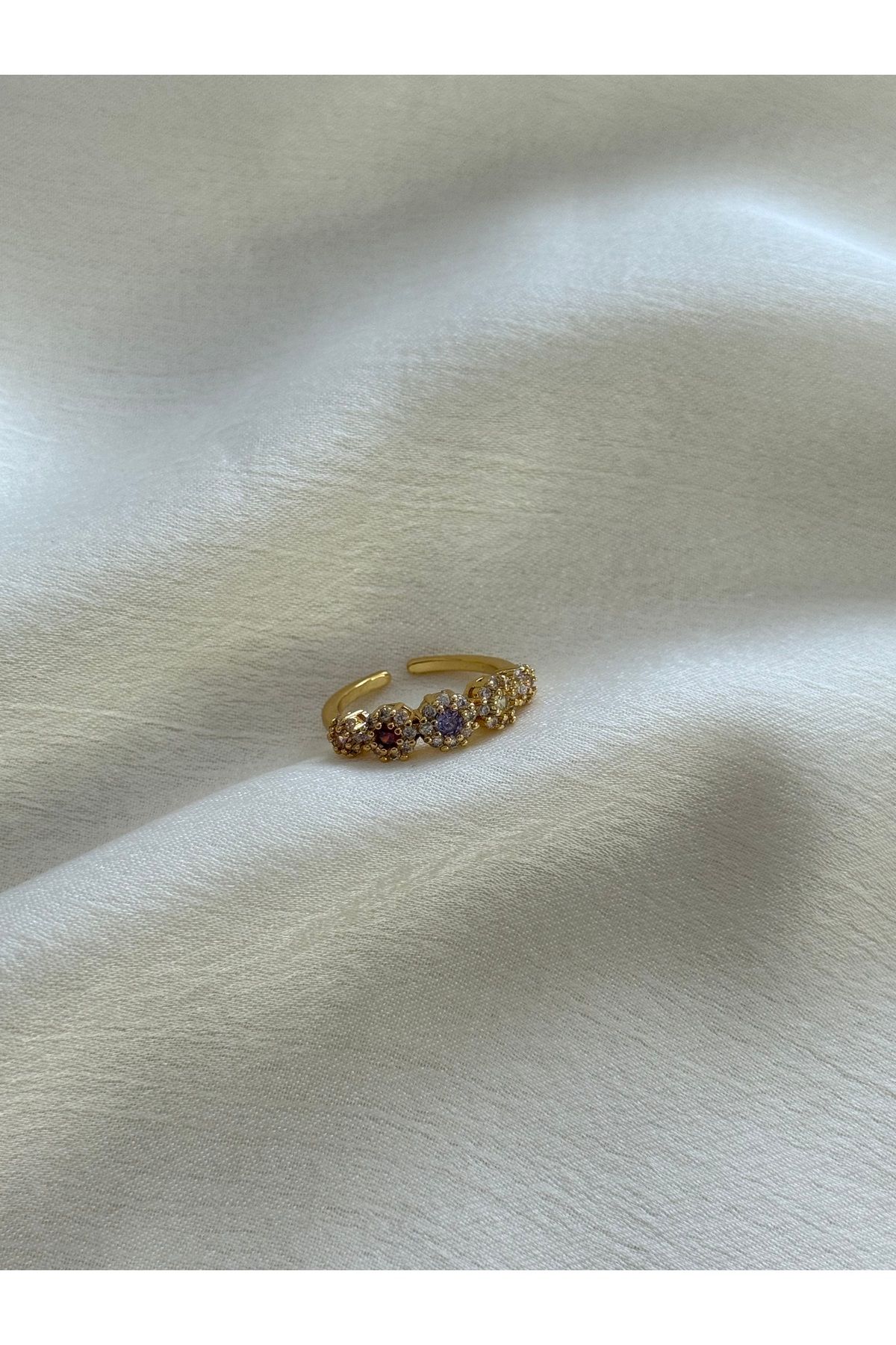 Alka Accessories Renkli Taşlı Gold Yüzük