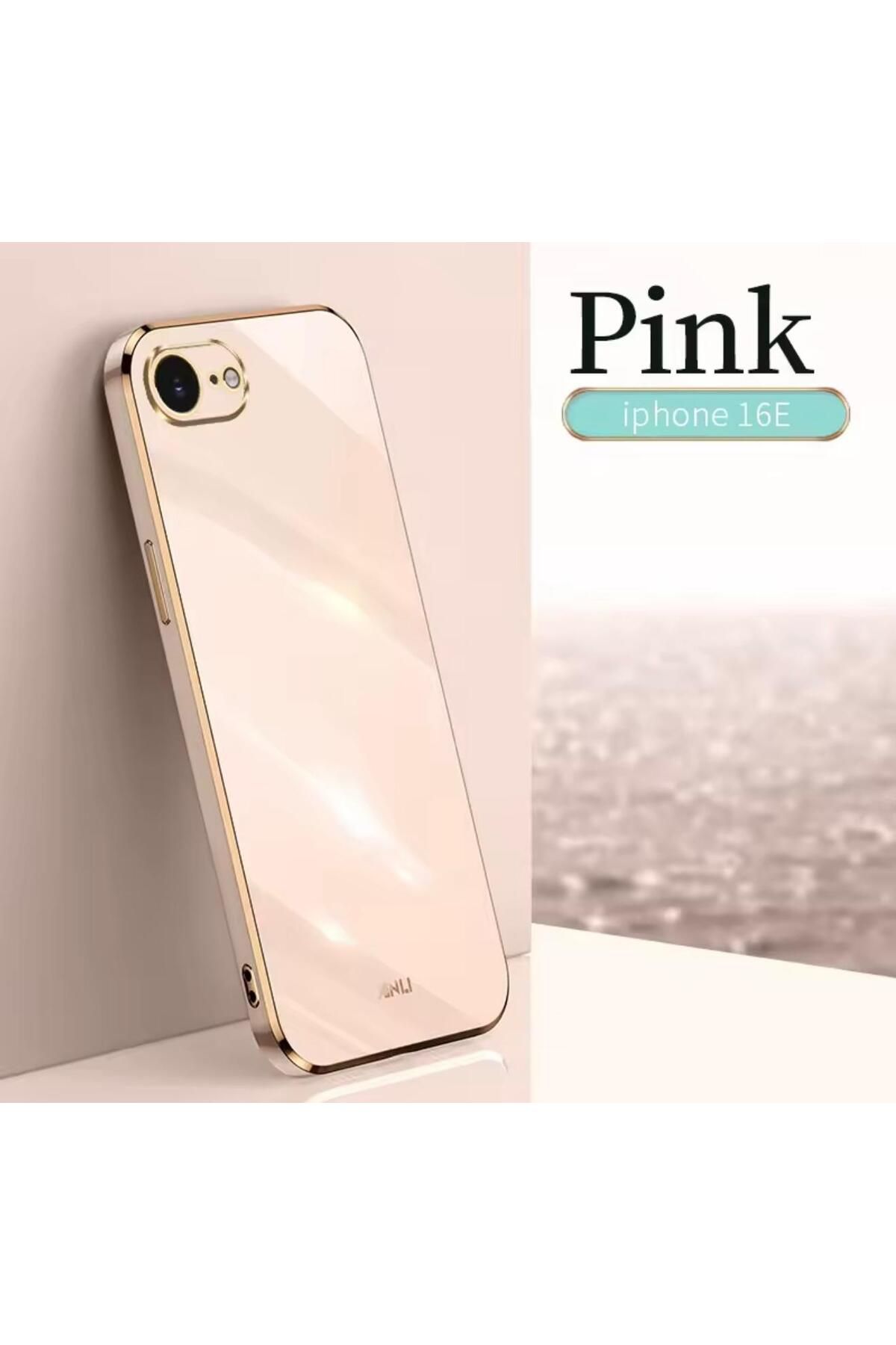 Sphone İphone 16E Kılıf Kamera Korumalı Kenarları Altın Kaplama Yaldızlı Renkli Parlak Soyulmaz Silikon kap