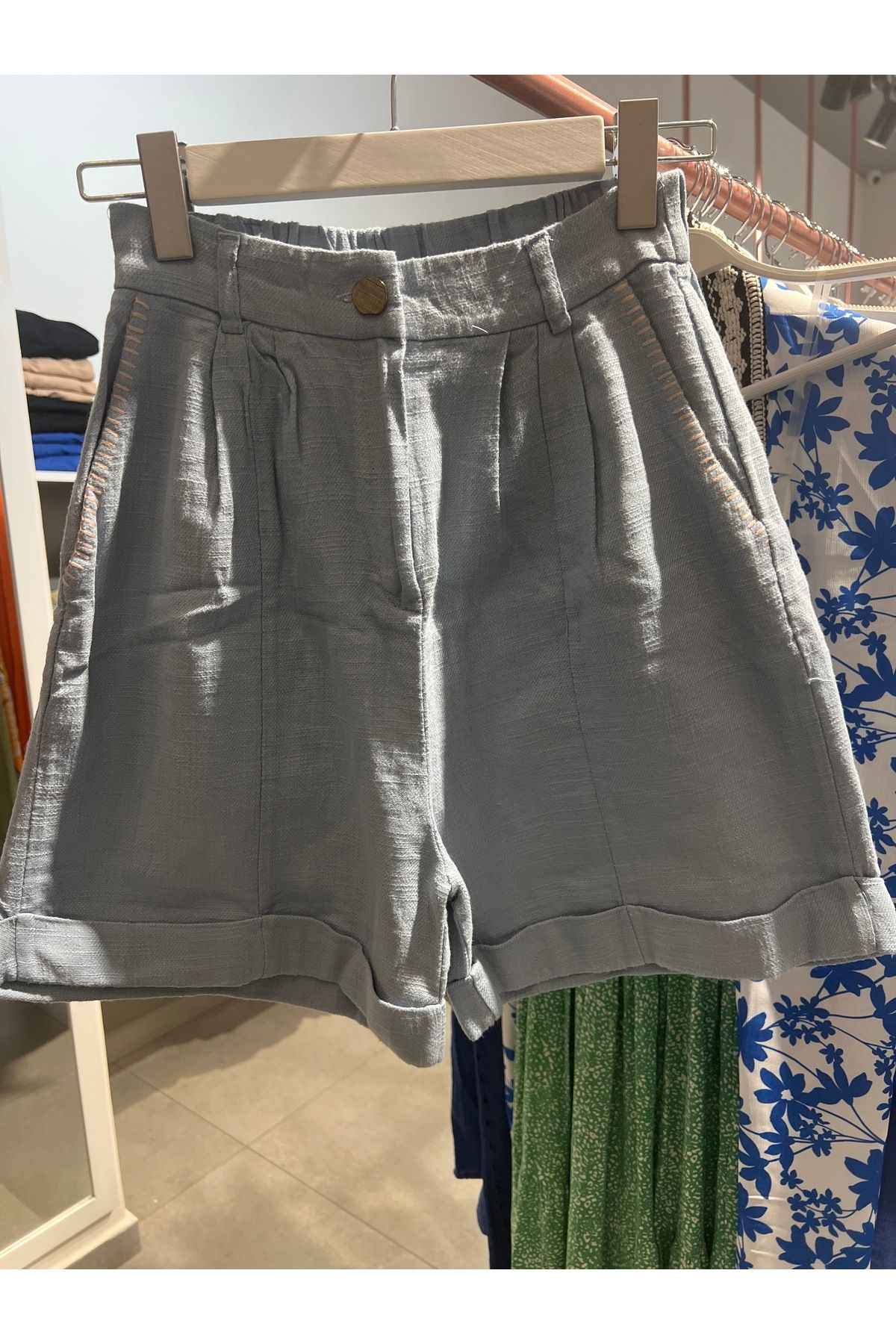 Alegrosa Boutique Quzu Mavi Pamuklu Şort