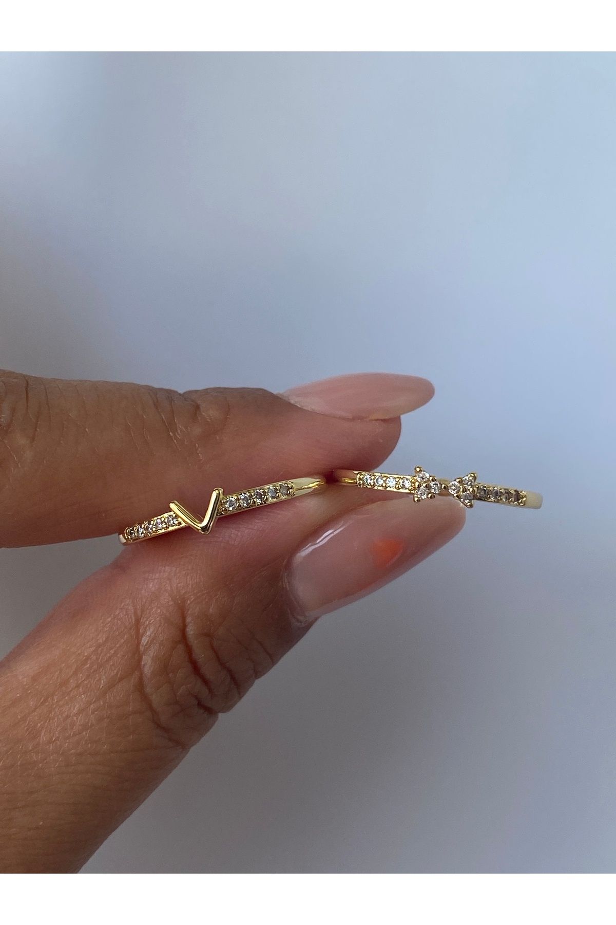 kurukafagift-Joint Ring 2Pcs Adjustable Bow V Model Gold Color 6