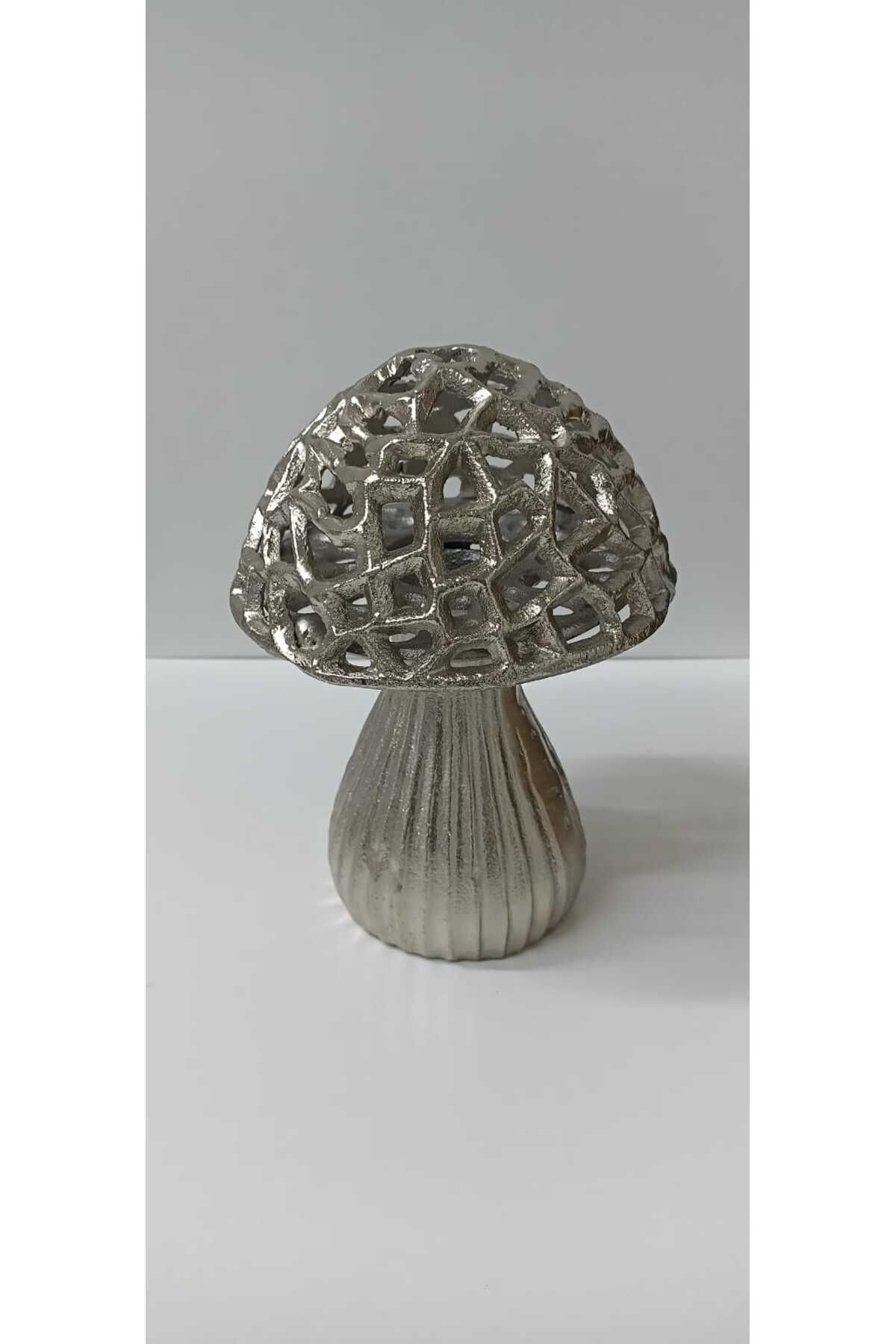 Yonca Hediyelik ŞIK TASARIM ( GÜMÜŞ - GOLD )ALÜMİNYUM DÖKÜM MANTAR HEDİYELİK BİBLO (20 CM )