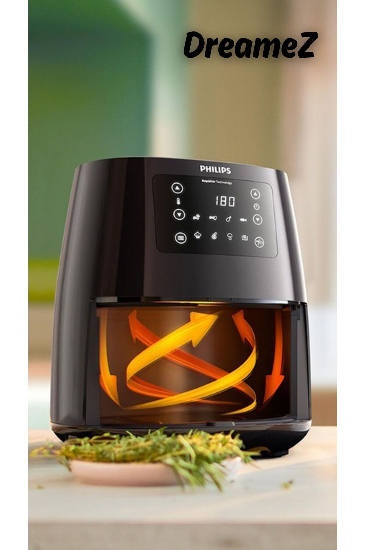 Philips Wett&Dry 3000 Serisi L Airfryer, 0.8kg, 4.1L Kapasiteli Hazne, Siyah, HD9243/90 Rapid Air