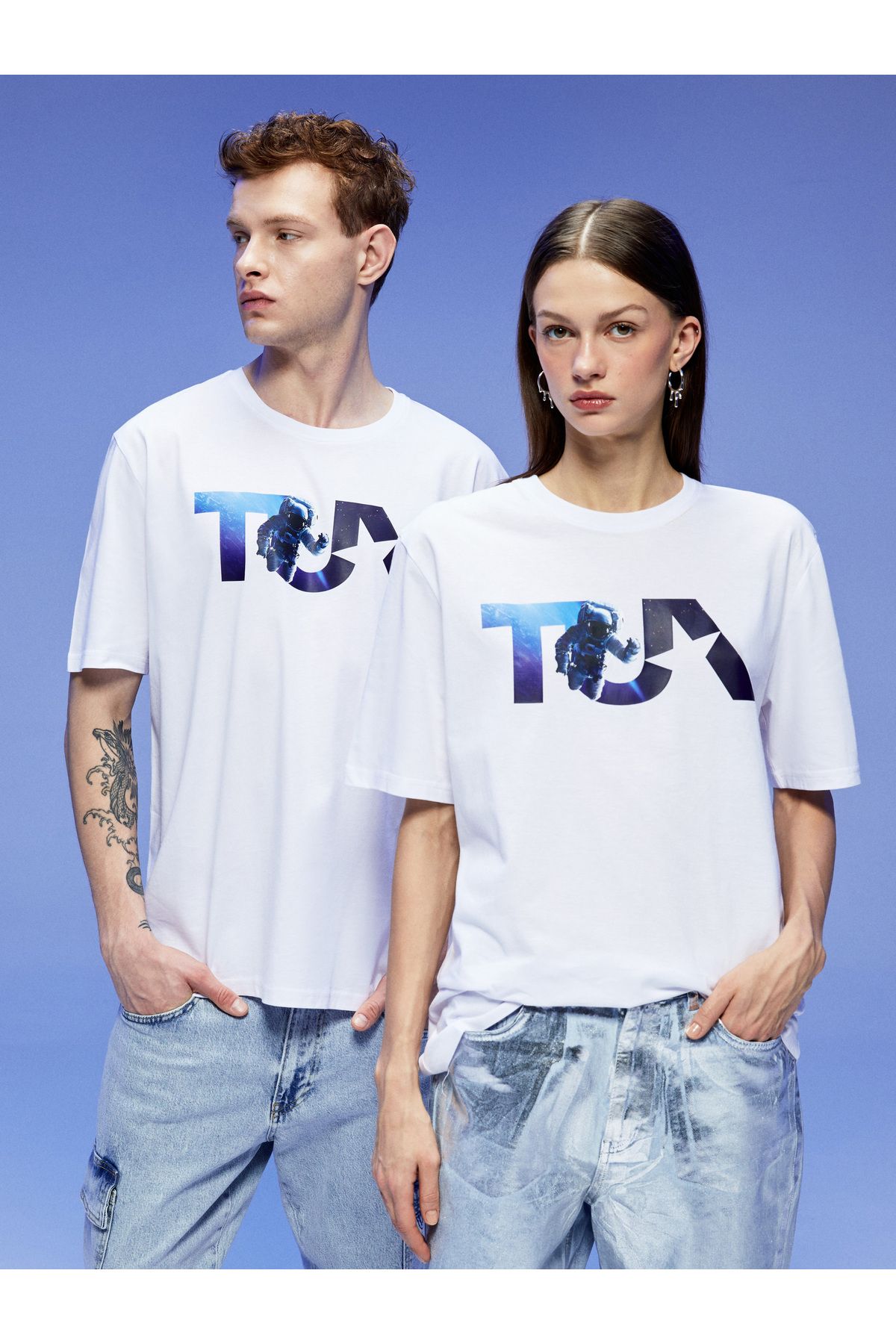 LC Waikiki Bisiklet Yaka TUA Baskılı Unisex Penye Tişört