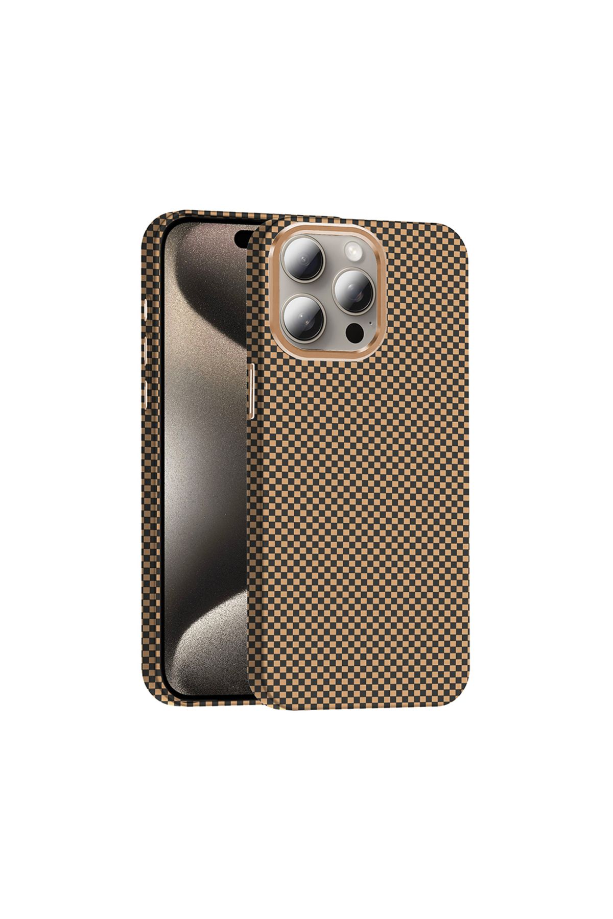 Cepustik Telefon Aksesuarları iPhone 15 Pro Max Kılıf M-safe Şarj Özellikli Karbon Fiber Görünümlü Gros Kılıf